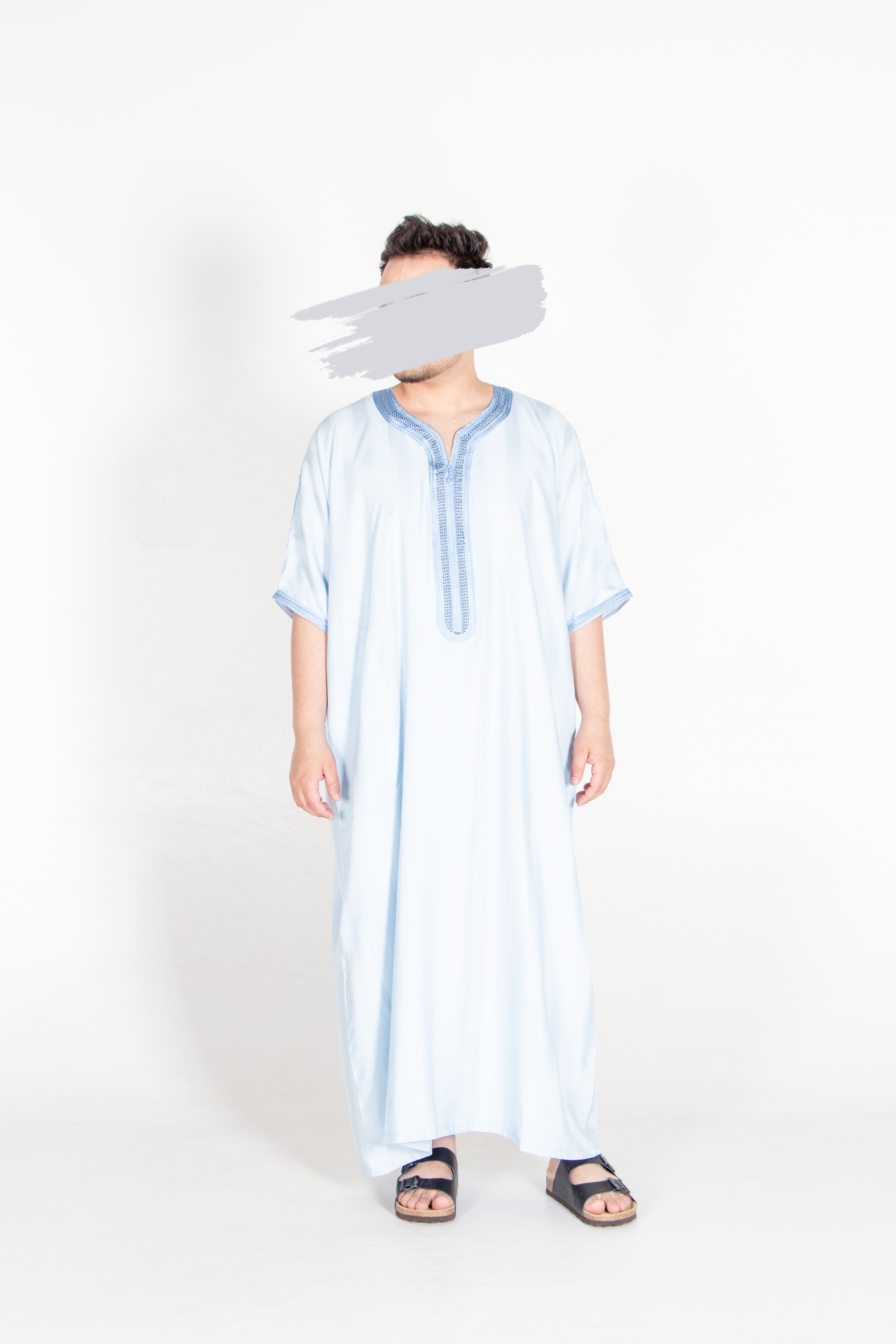Moroccan Light Blue Thobe - Jalabiya - Muslim Lifestyle Store