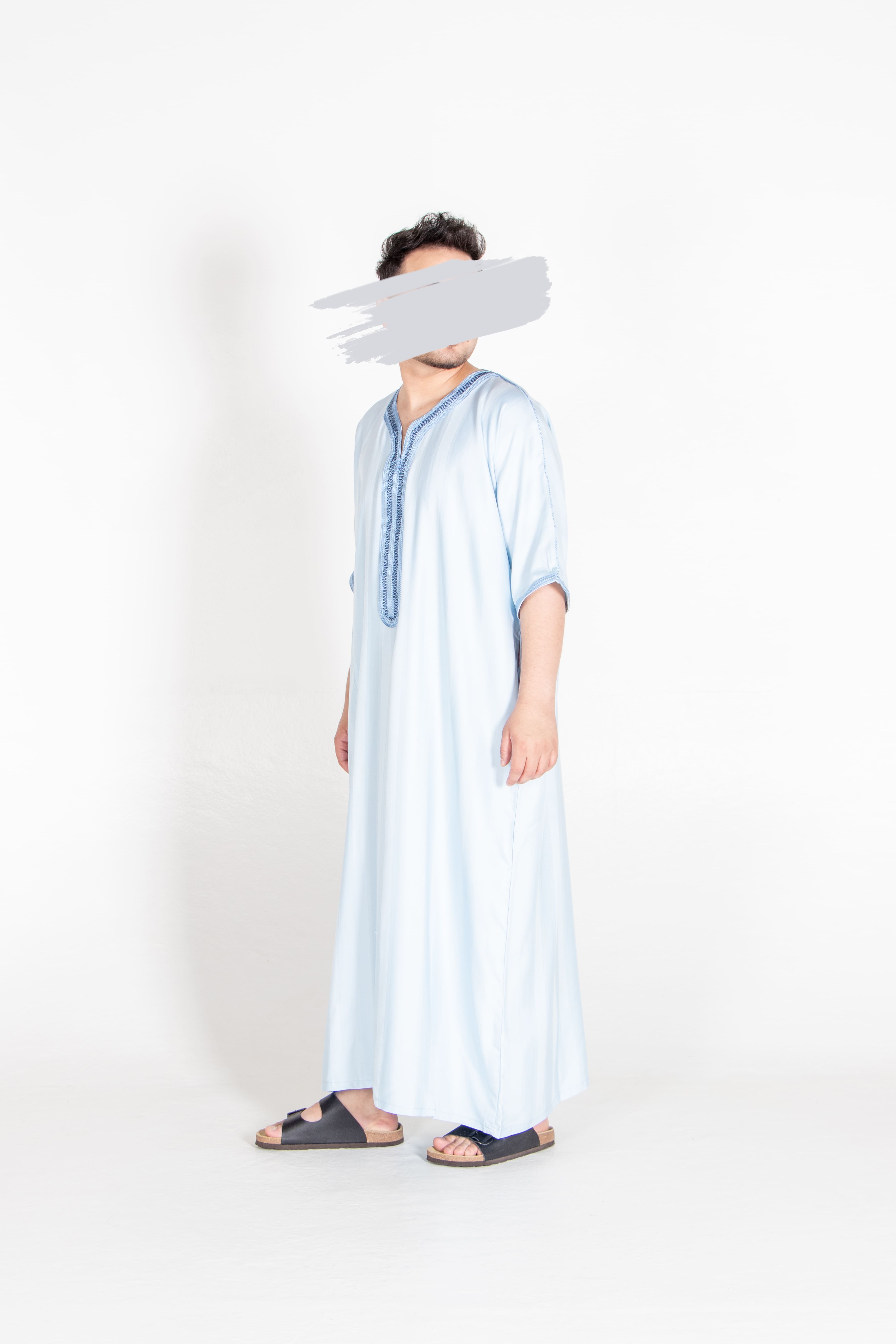 Moroccan Light Blue Thobe - Jalabiya - Muslim Lifestyle Store