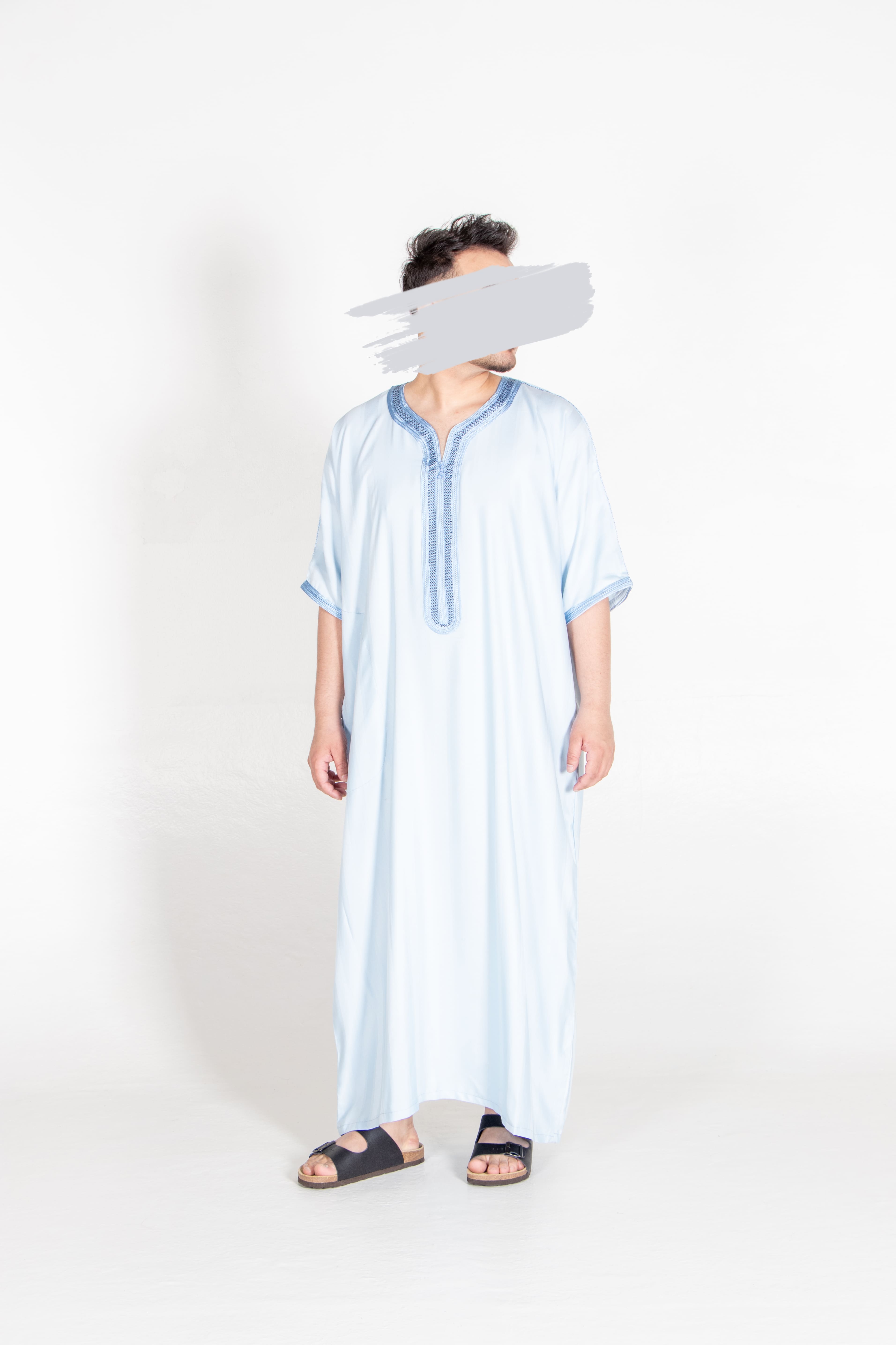 Moroccan Light Blue Thobe - Jalabiya - Muslim Lifestyle Store