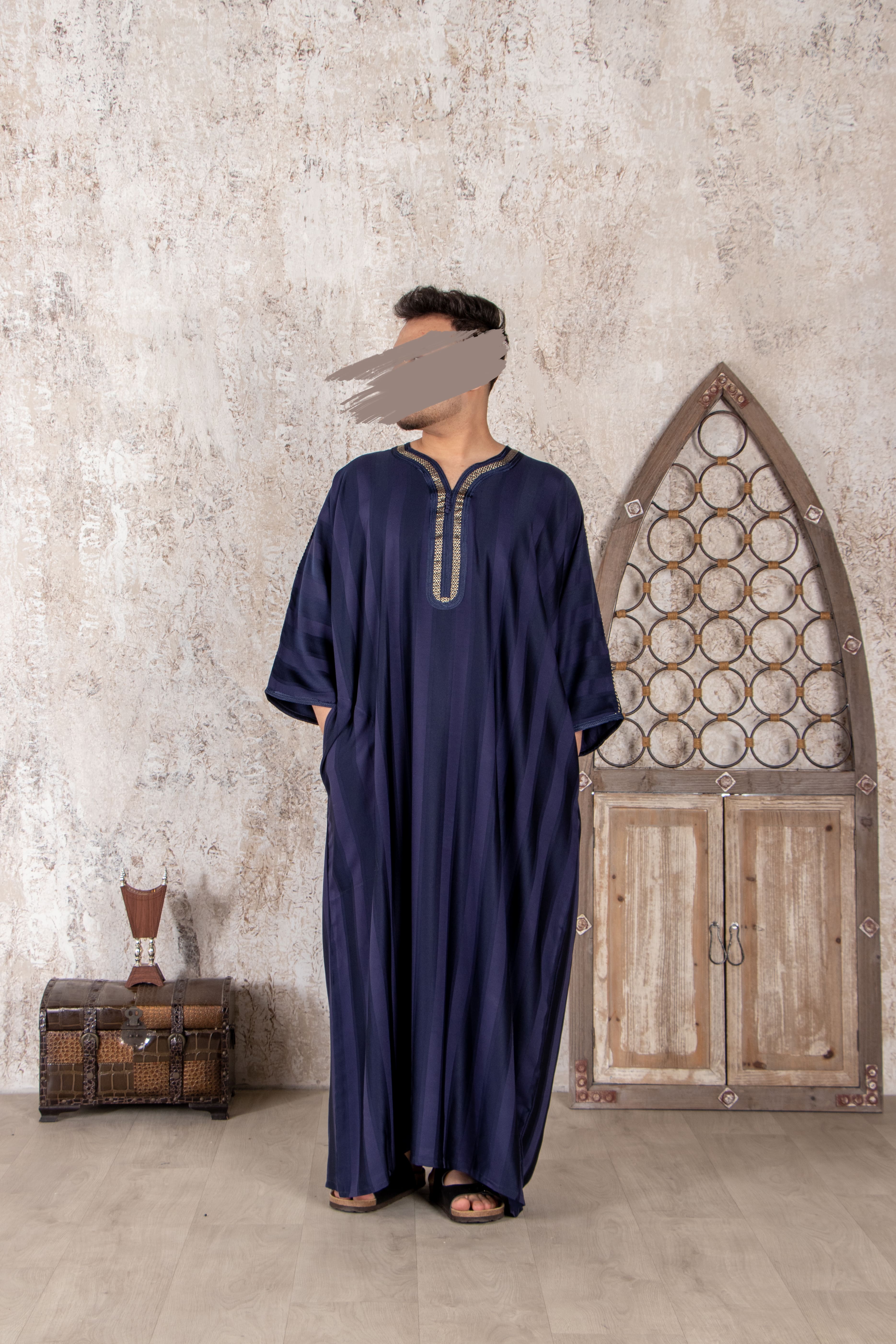 Moroccan Dark Blue Thobe - Jalabiya - Muslim Lifestyle Store