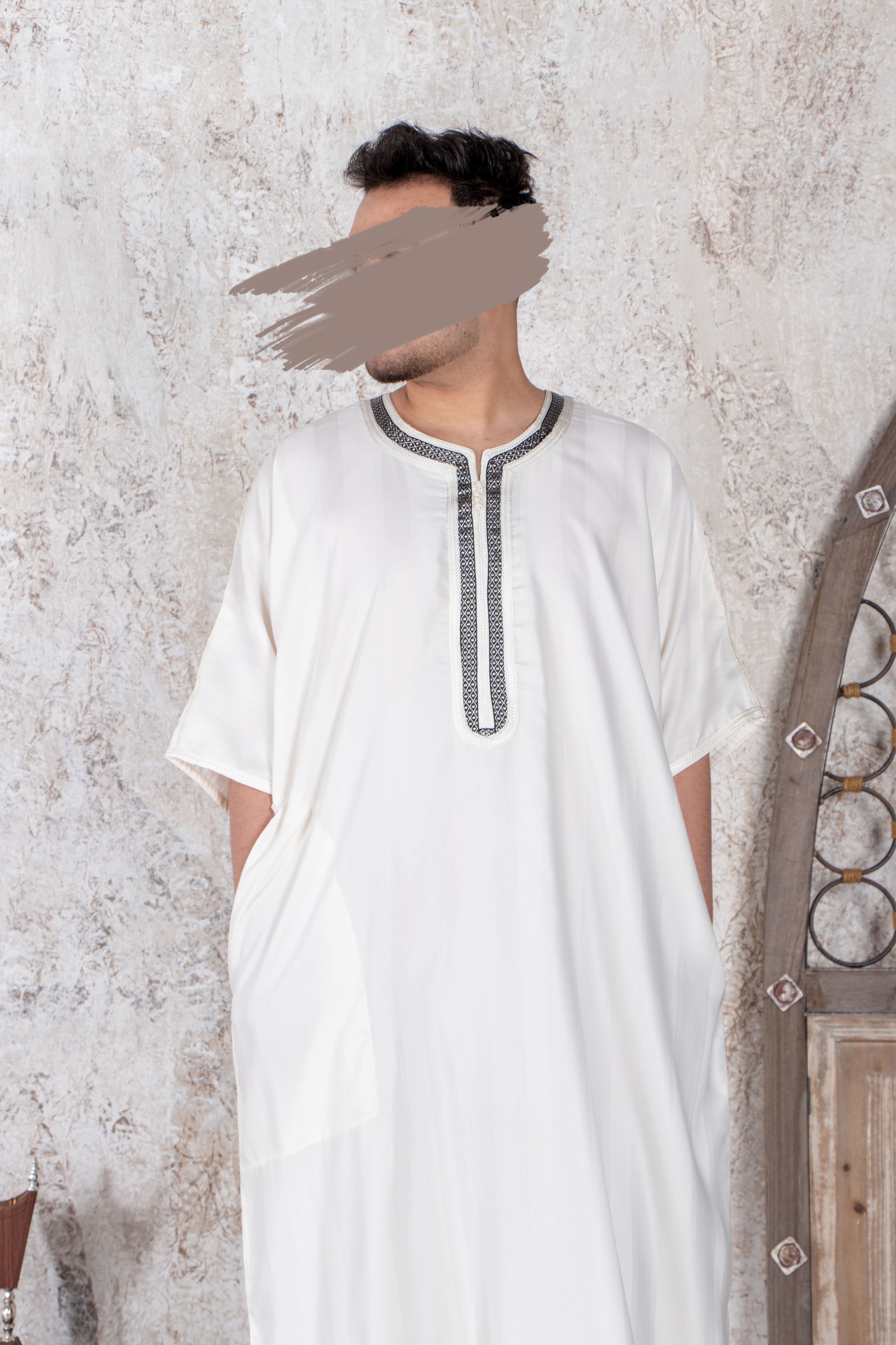 Moroccan White Thobe - Jalabiya - Muslim Lifestyle Store