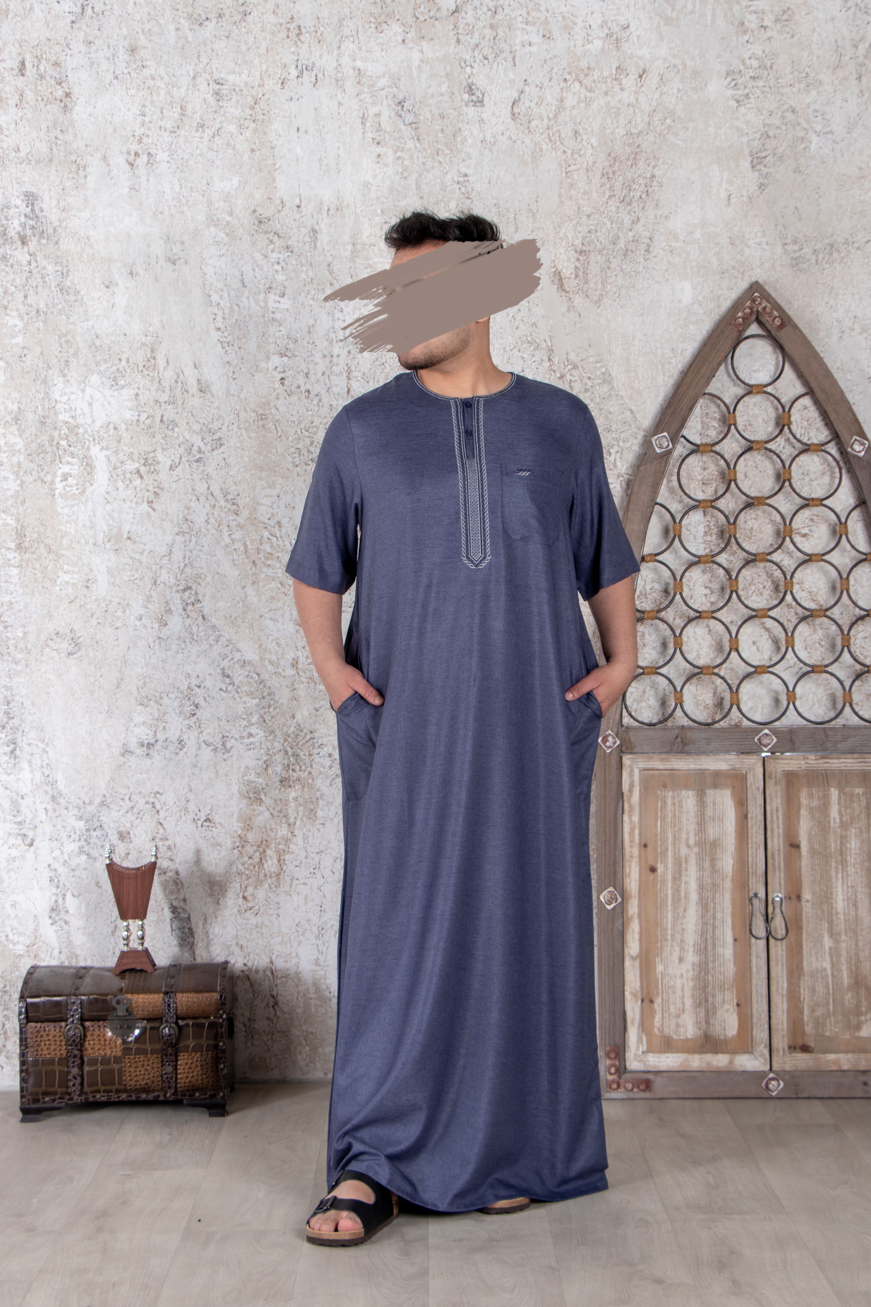 Fancy Vampire Grey Moroccan Thobe - Jalabiya - Muslim Lifestyle Store