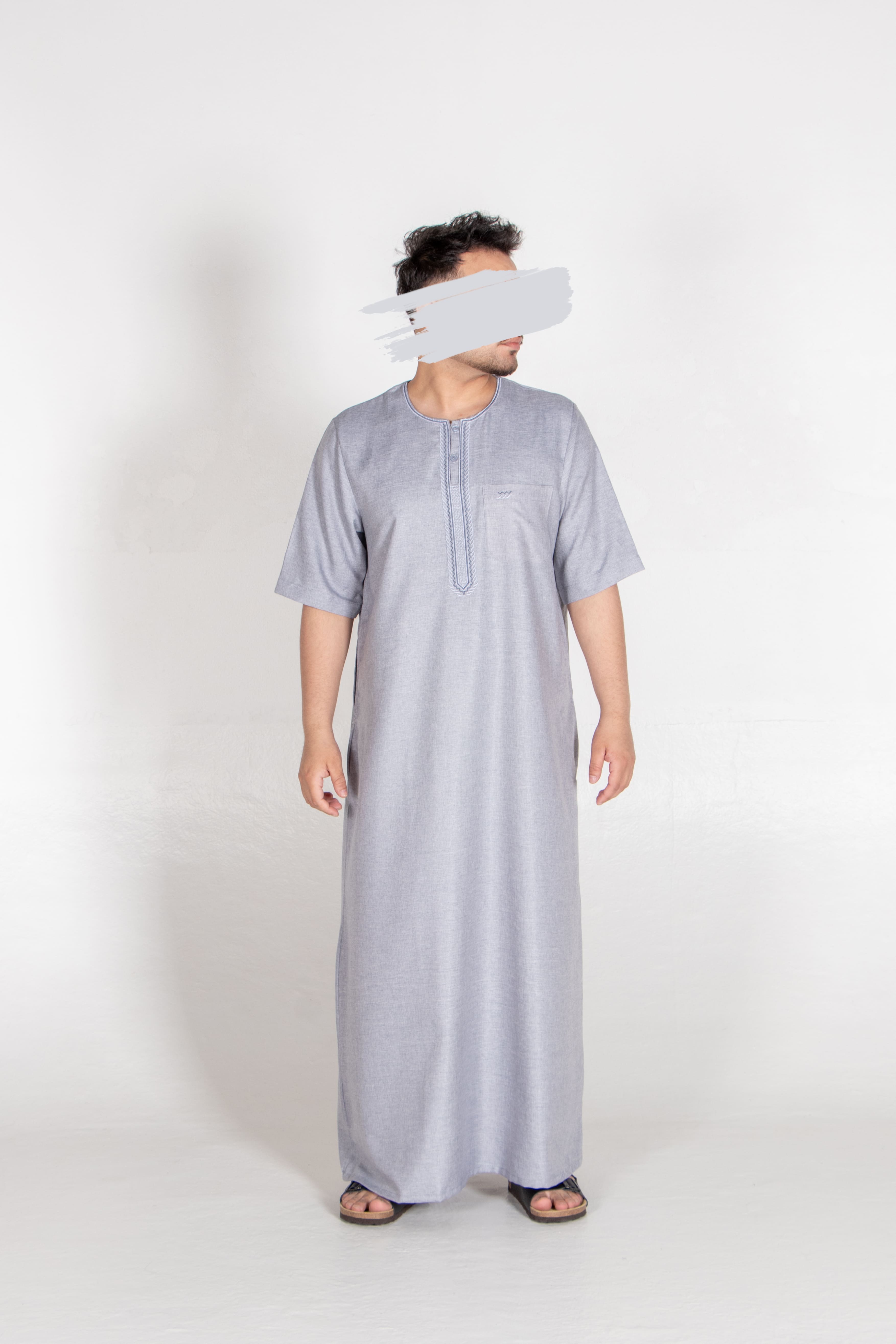 Fancy Cool Grey Moroccan Thobe - Jalabiya - Muslim Lifestyle Store