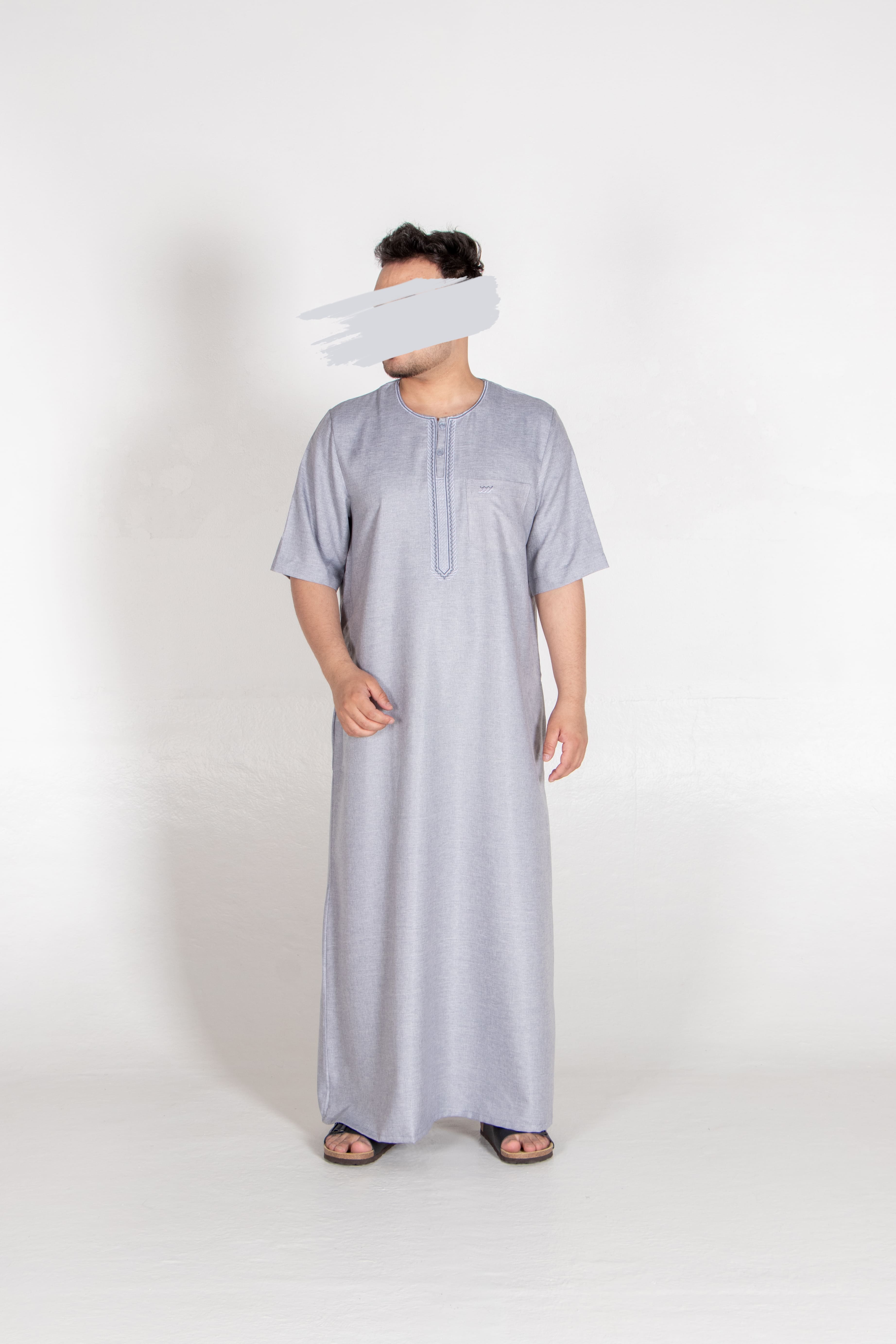 Fancy Cool Grey Moroccan Thobe - Jalabiya - Muslim Lifestyle Store