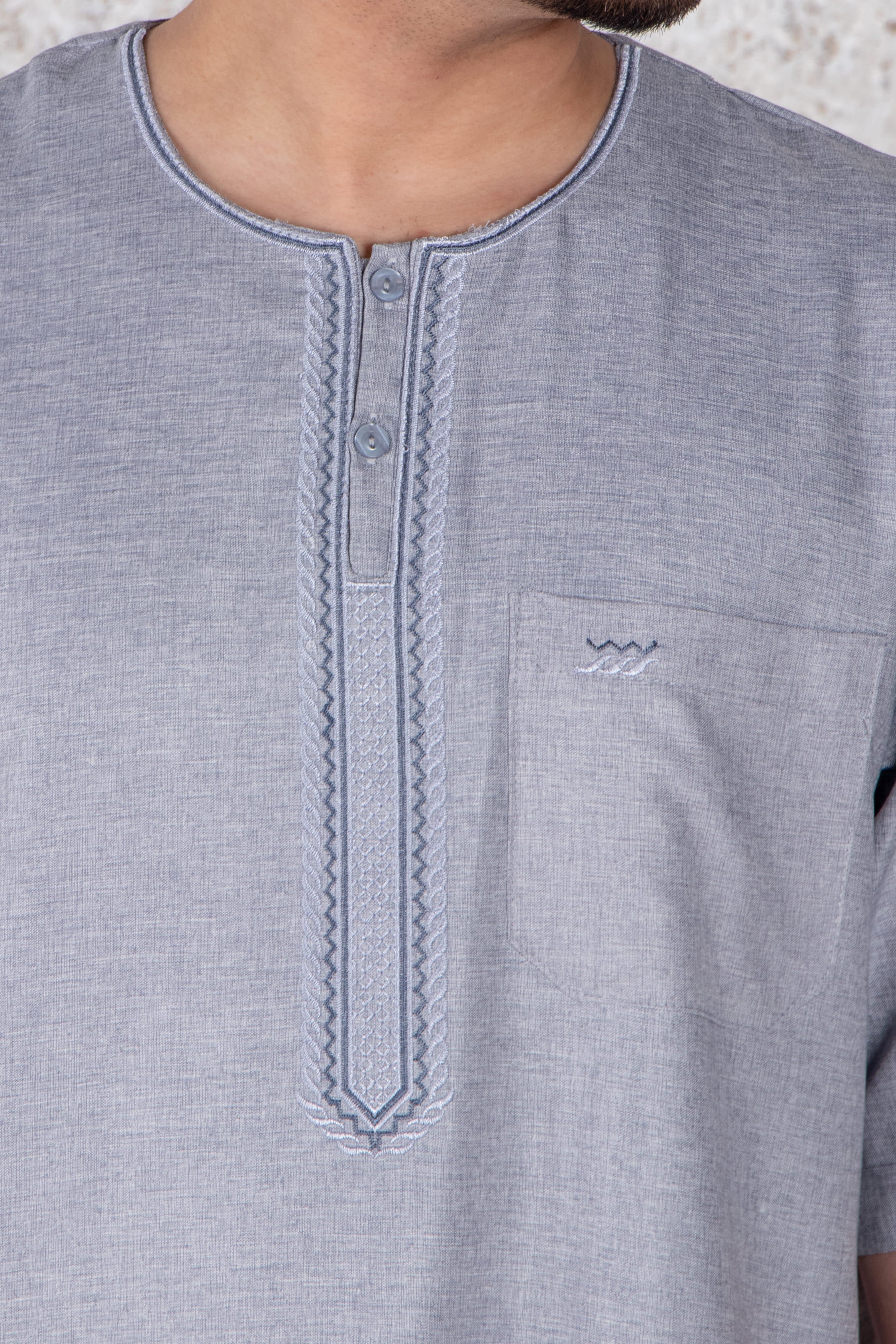 Fancy Cool Grey Moroccan Thobe - Jalabiya - Muslim Lifestyle Store