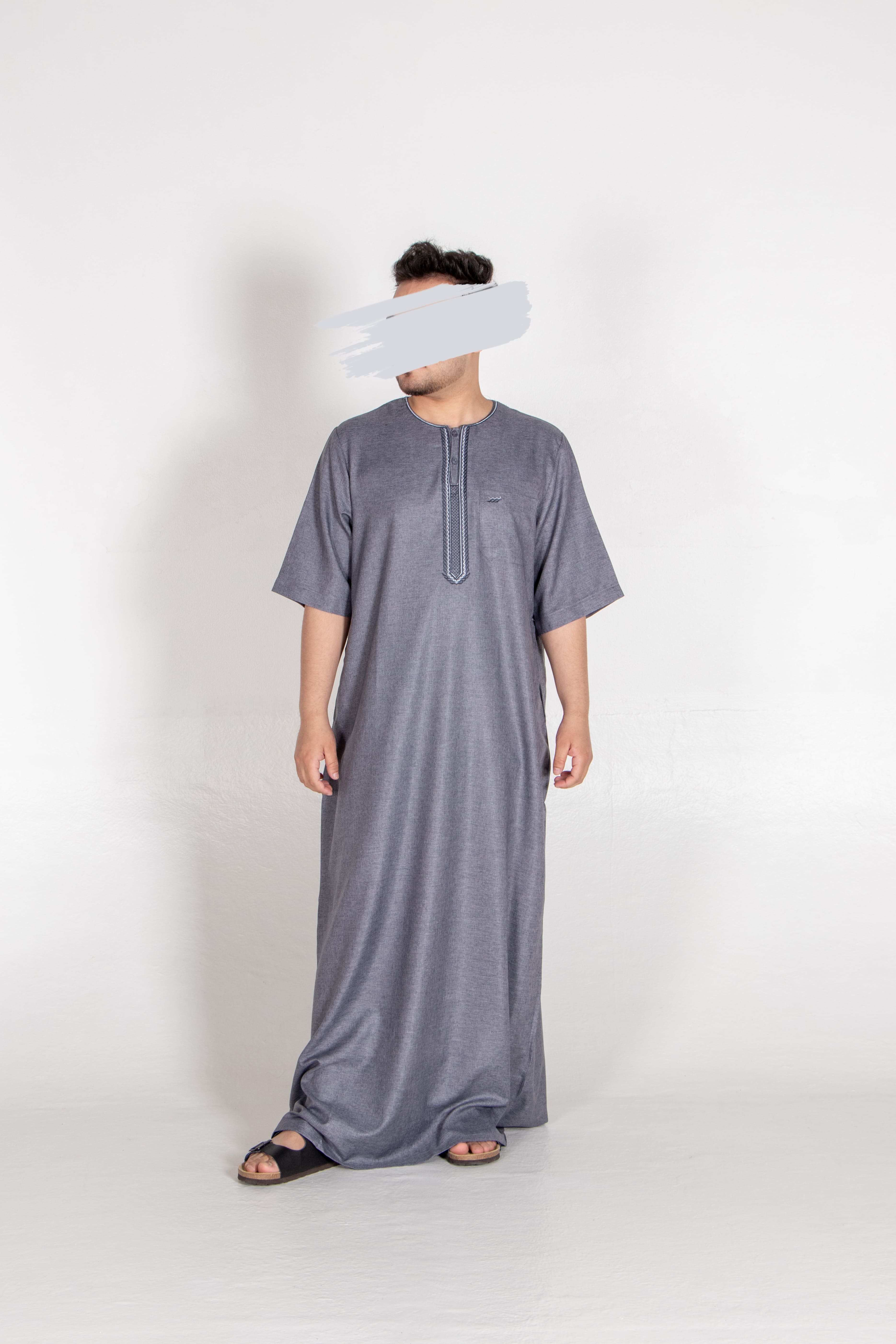 Fancy Shark Grey Moroccan Thobe - Jalabiya - Muslim Lifestyle Store