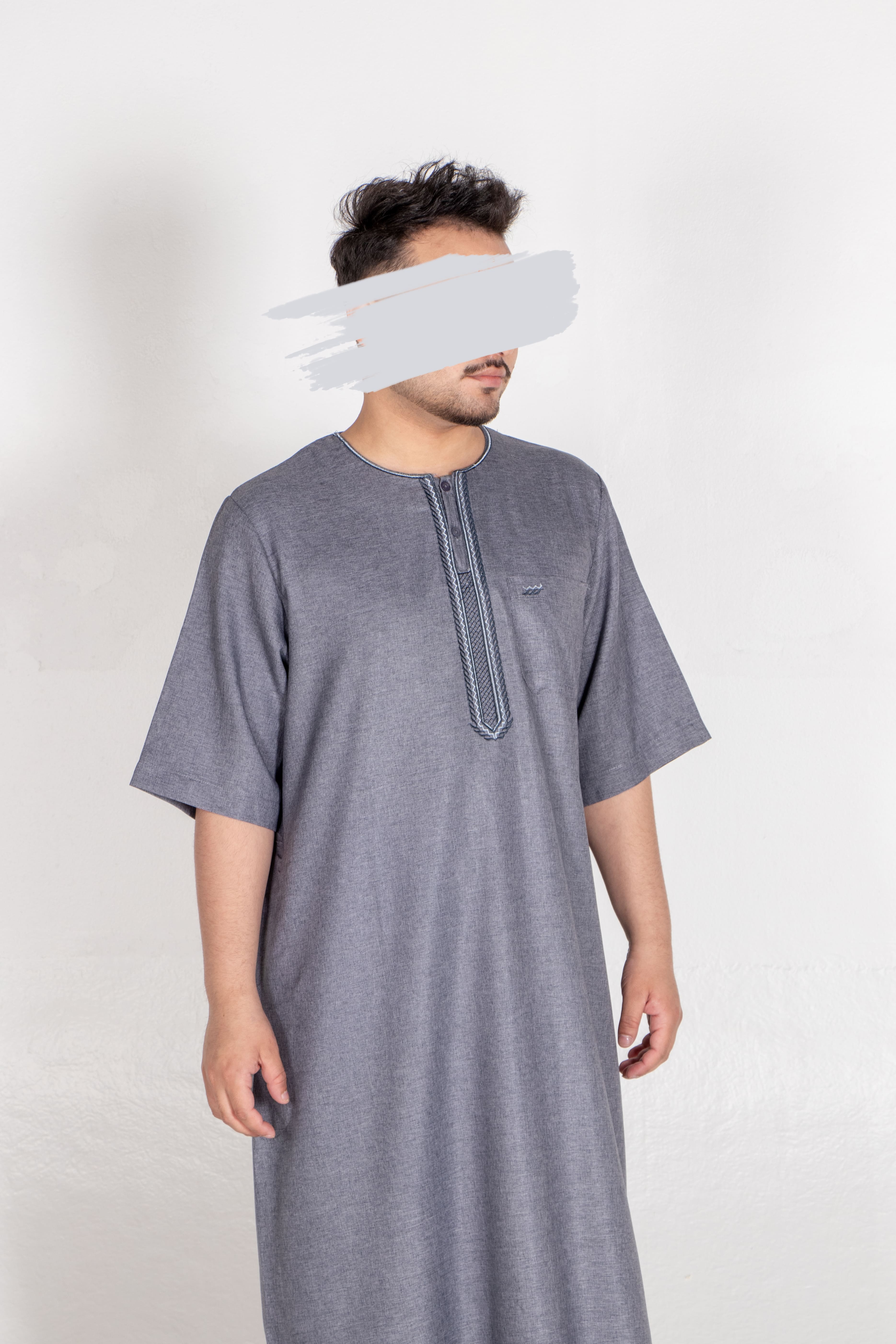 Fancy Shark Grey Moroccan Thobe - Jalabiya - Muslim Lifestyle Store