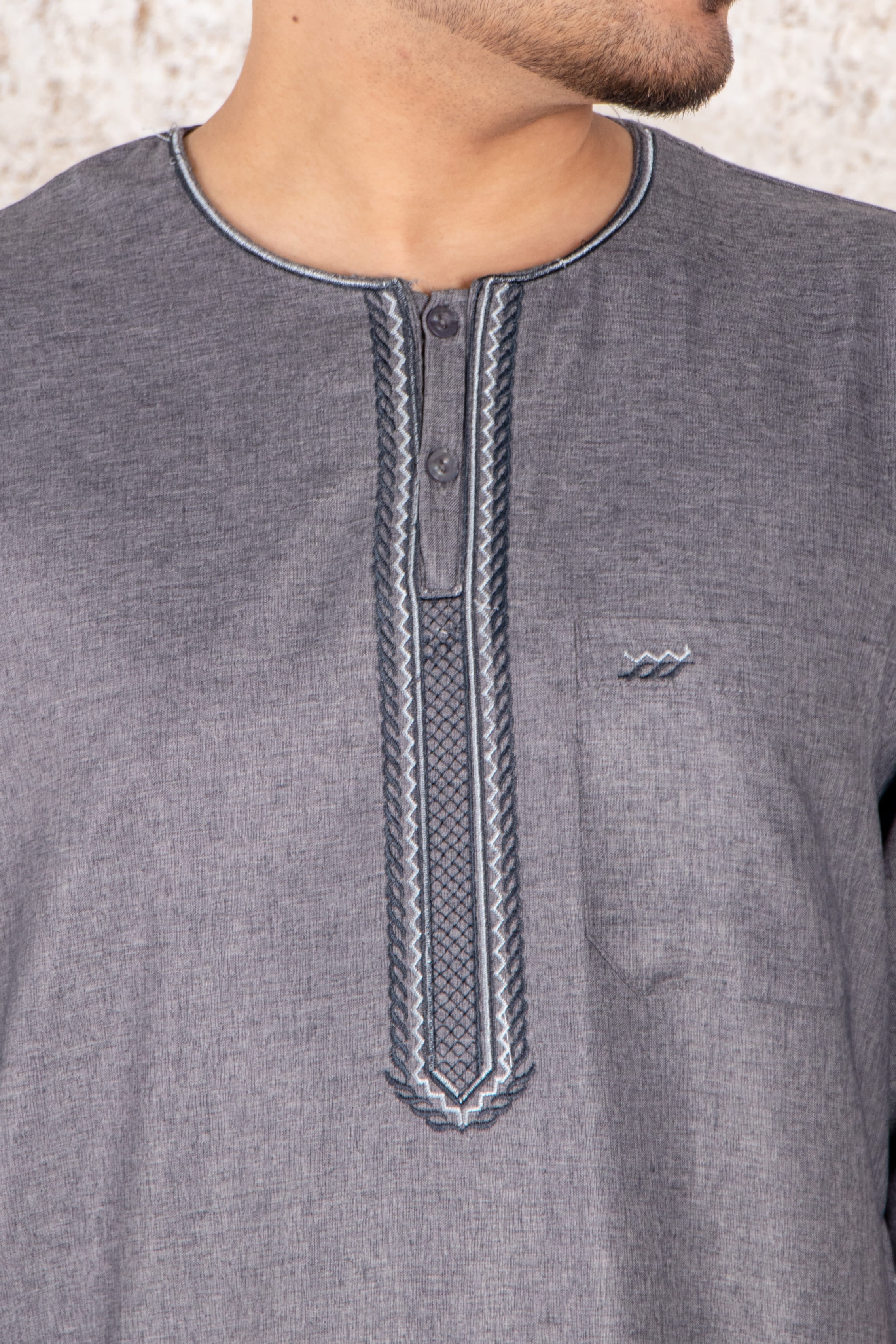 Fancy Shark Grey Moroccan Thobe - Jalabiya - Muslim Lifestyle Store