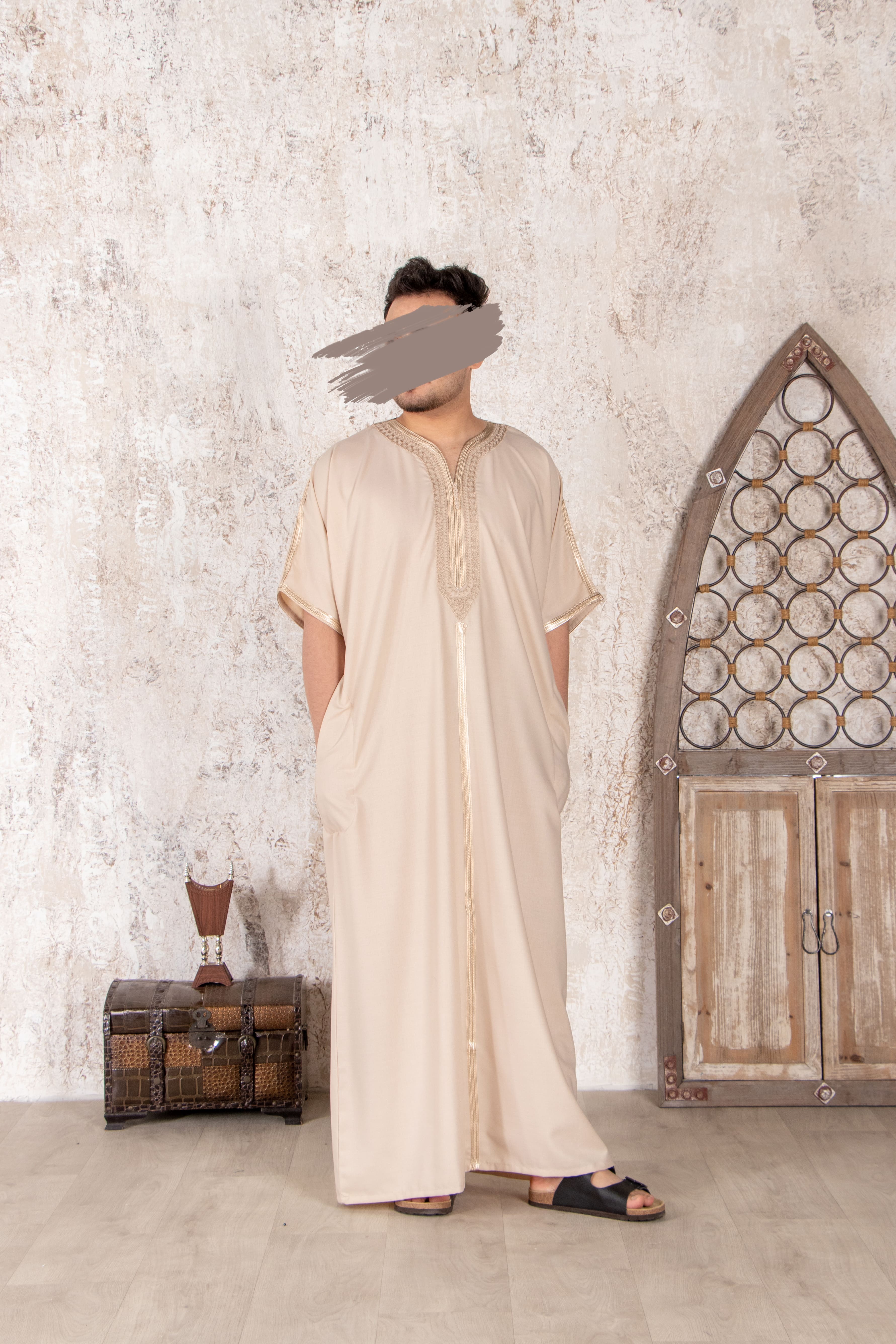 Premium Beige Moroccan Thobe - Jalabiya - Muslim Lifestyle Store