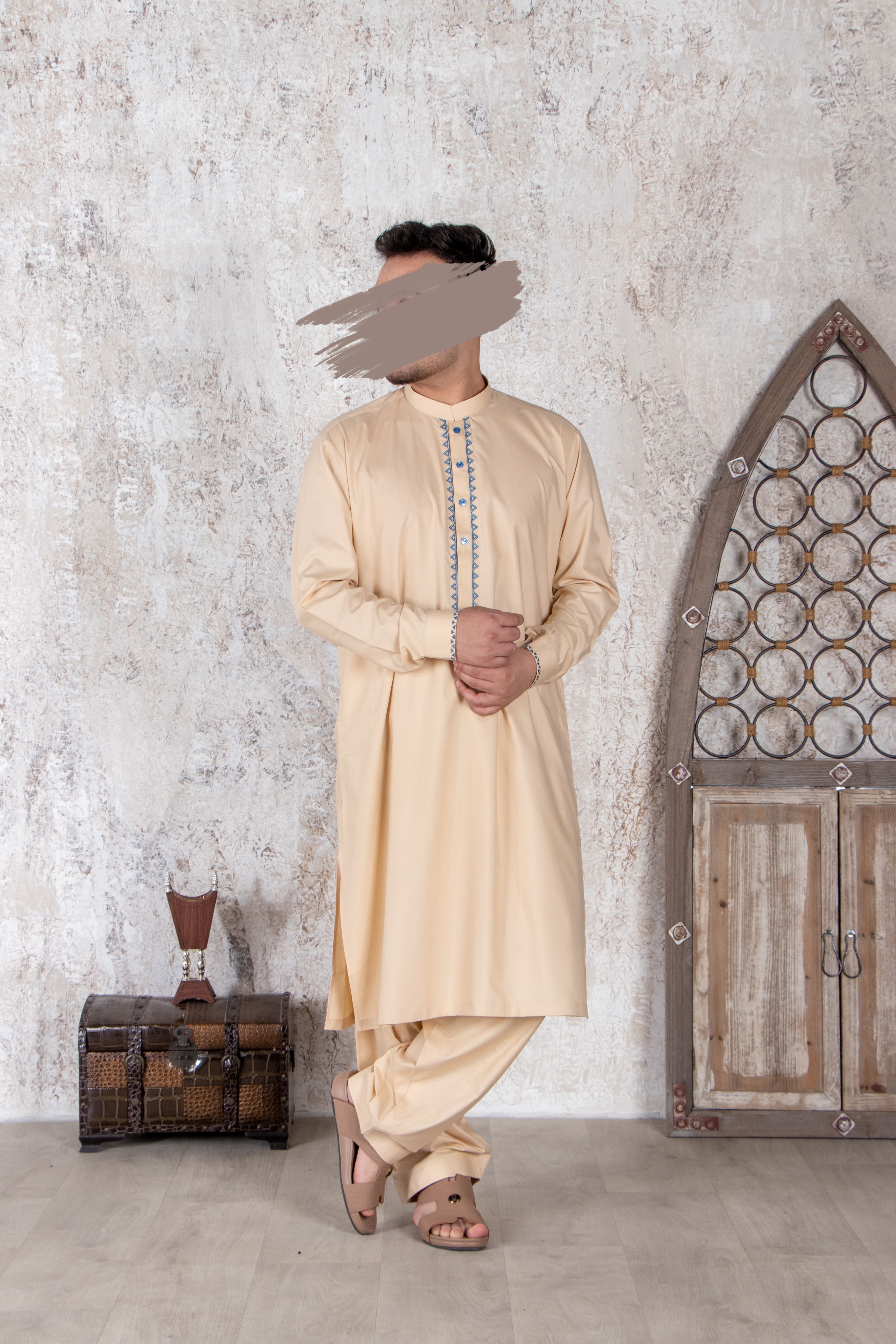 Melon Cream Shalwar Kameez - Shalwar Kameez - Muslim Lifestyle Store