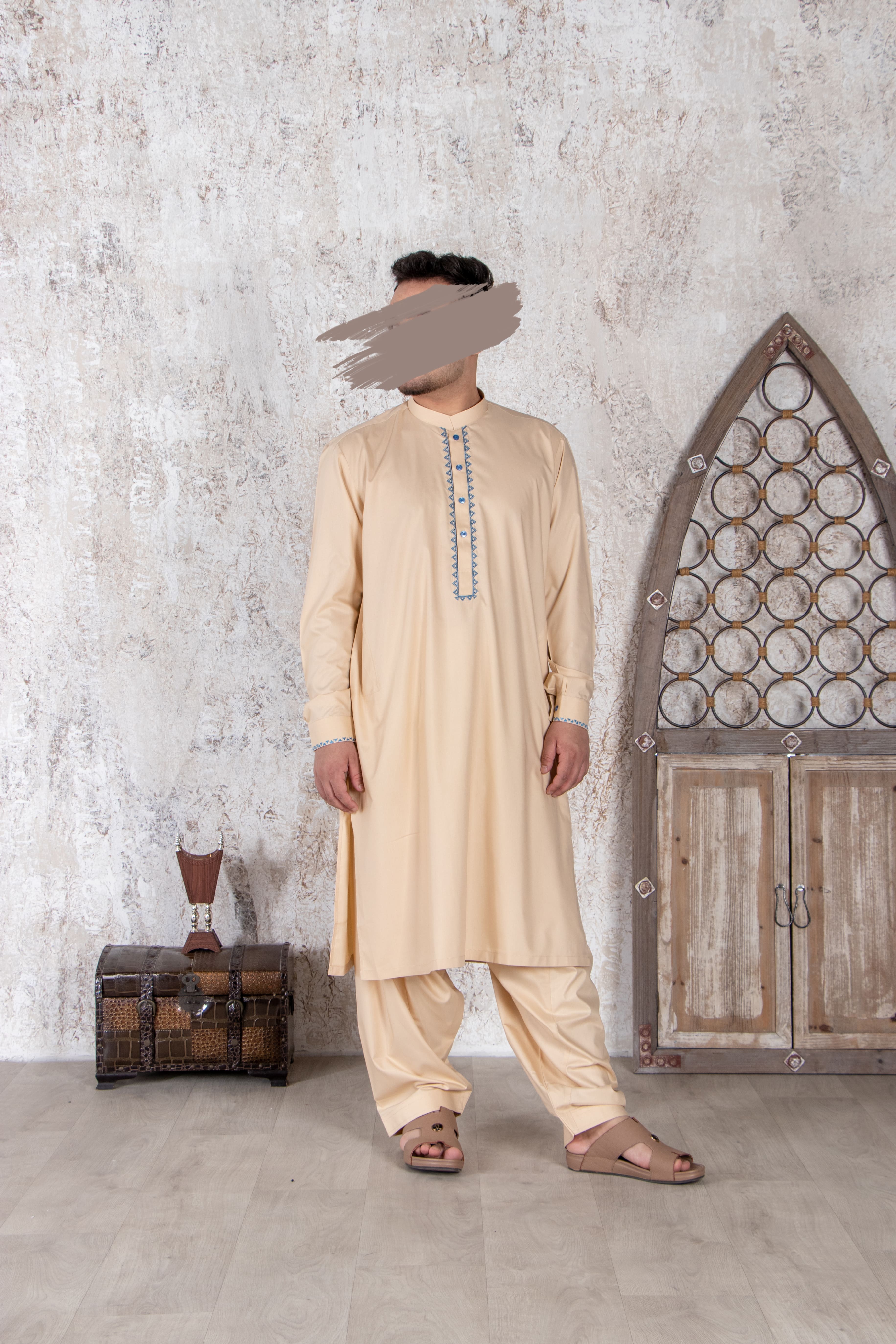 Melon Cream Shalwar Kameez - Shalwar Kameez - Muslim Lifestyle Store