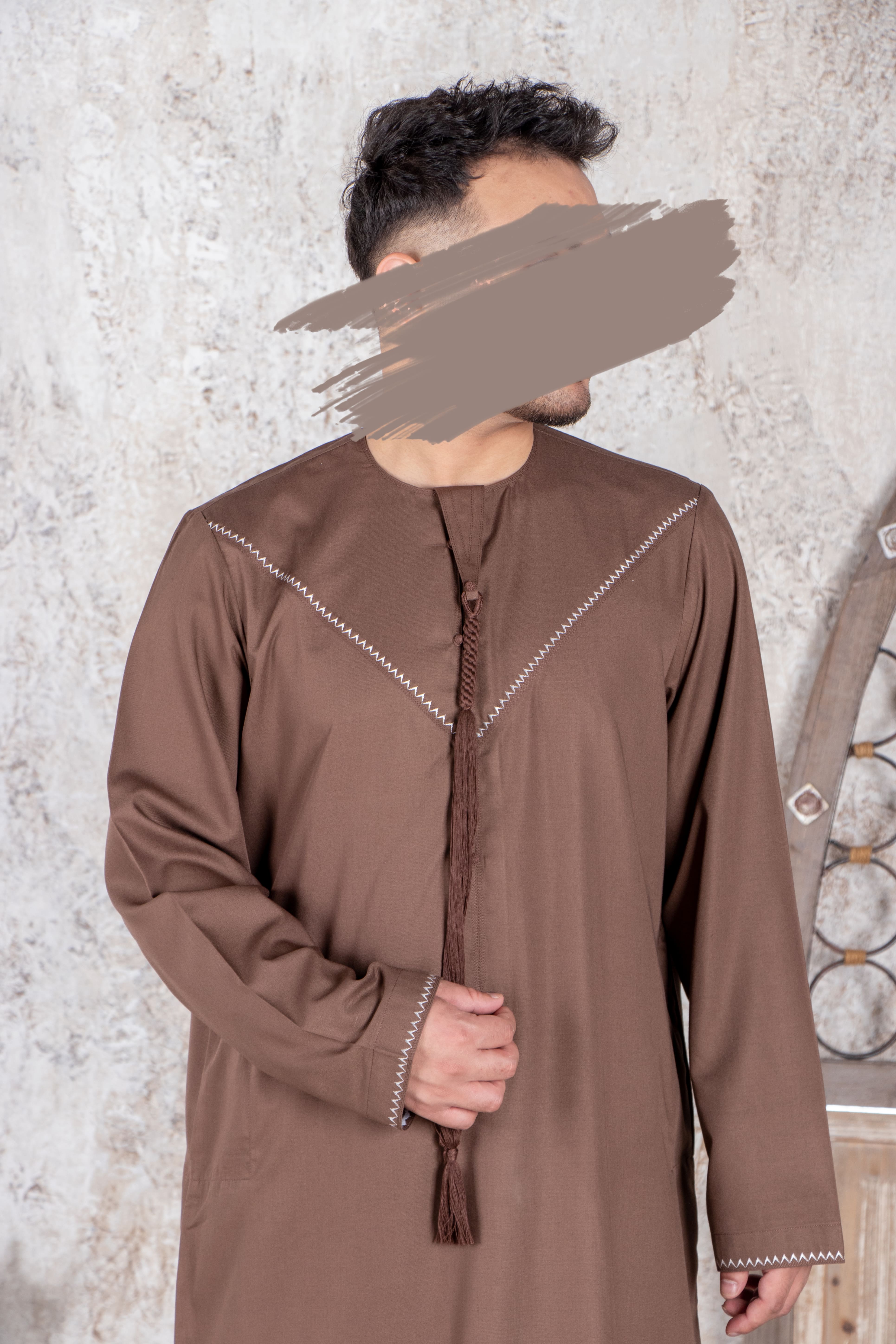 Chocolate Brown Omani Thobe - Omani Thobe - Muslim Lifestyle Store