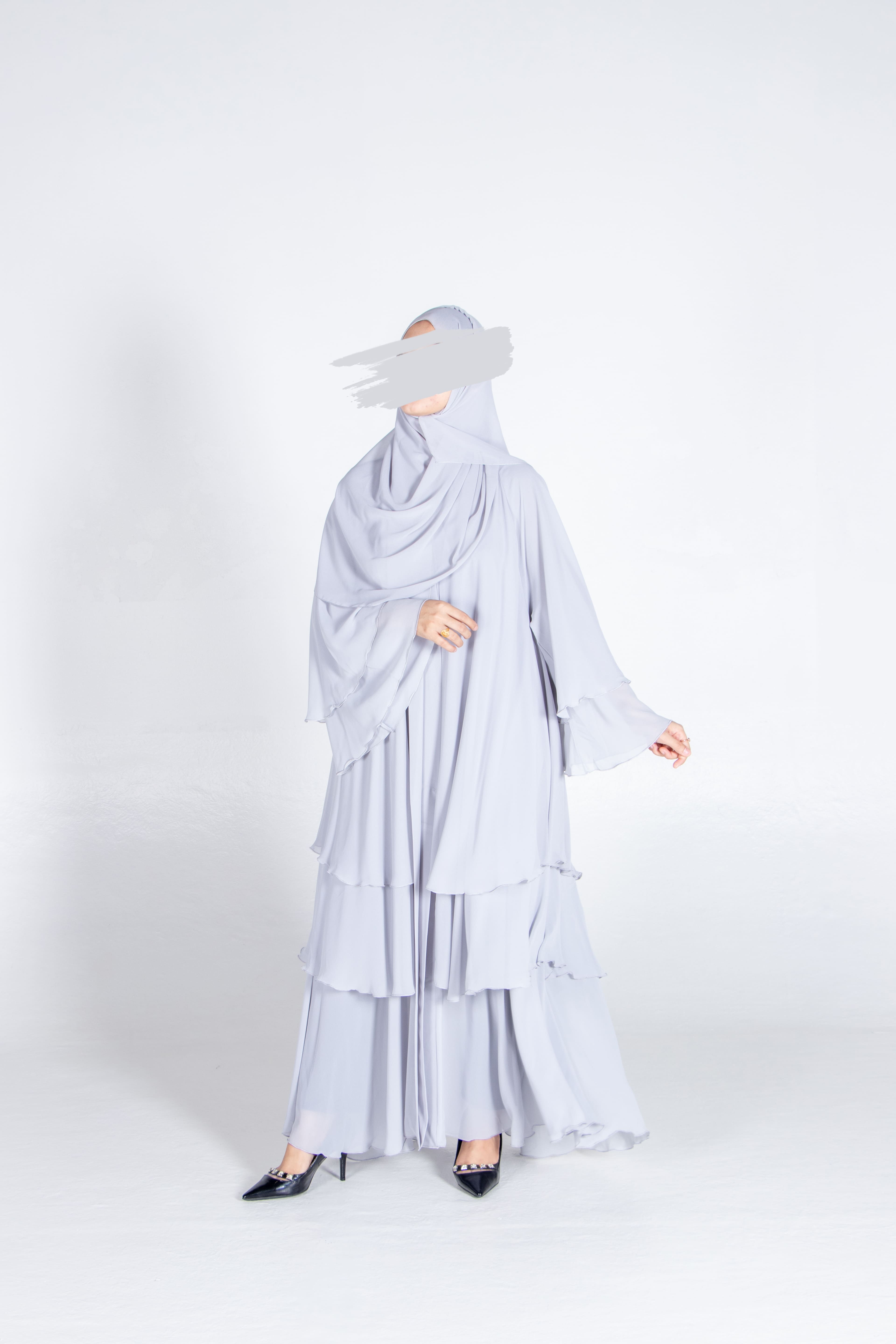 Light Grey Flare Abaya - Abaya - Muslim Lifestyle Store