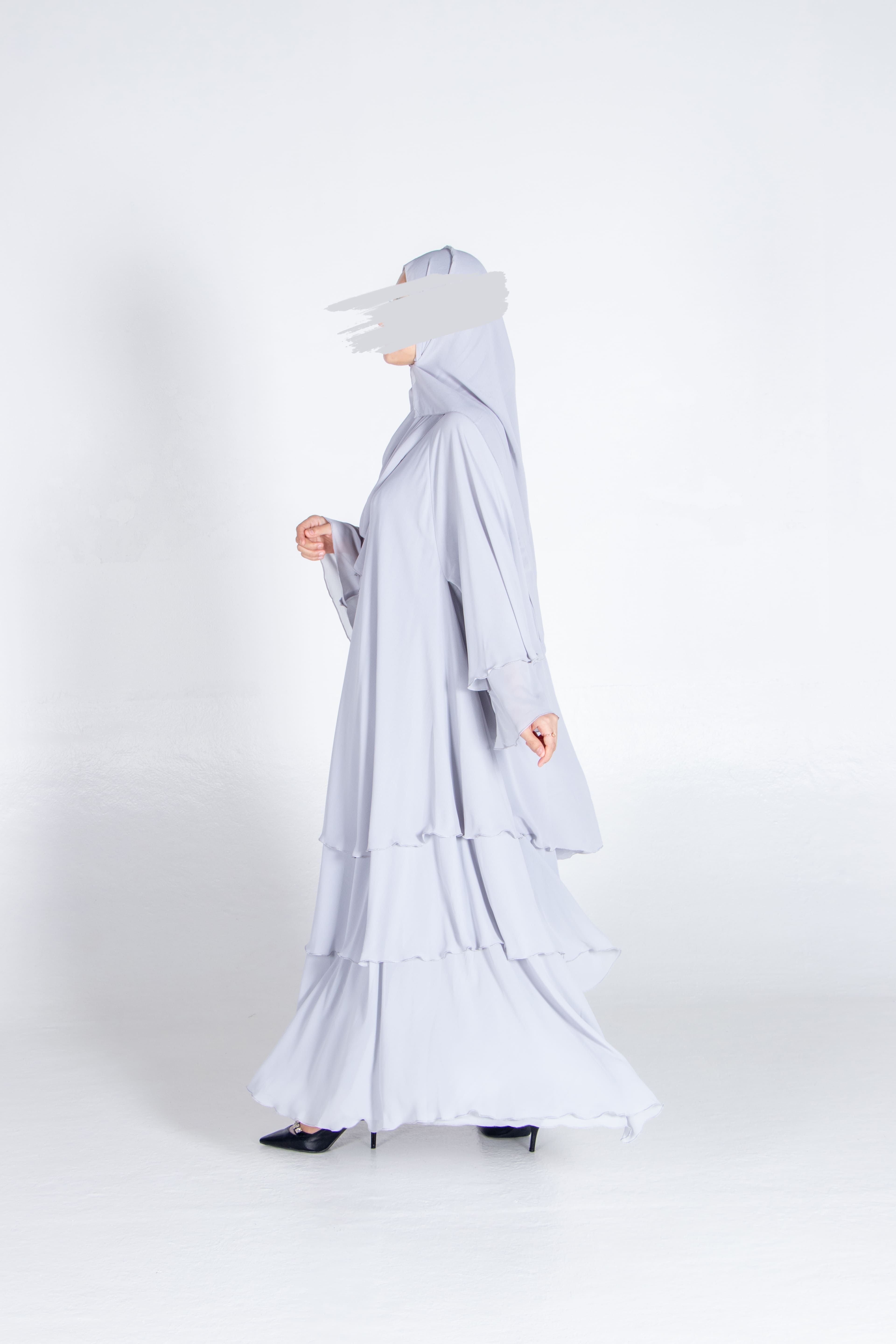 Light Grey Flare Abaya - Abaya - Muslim Lifestyle Store