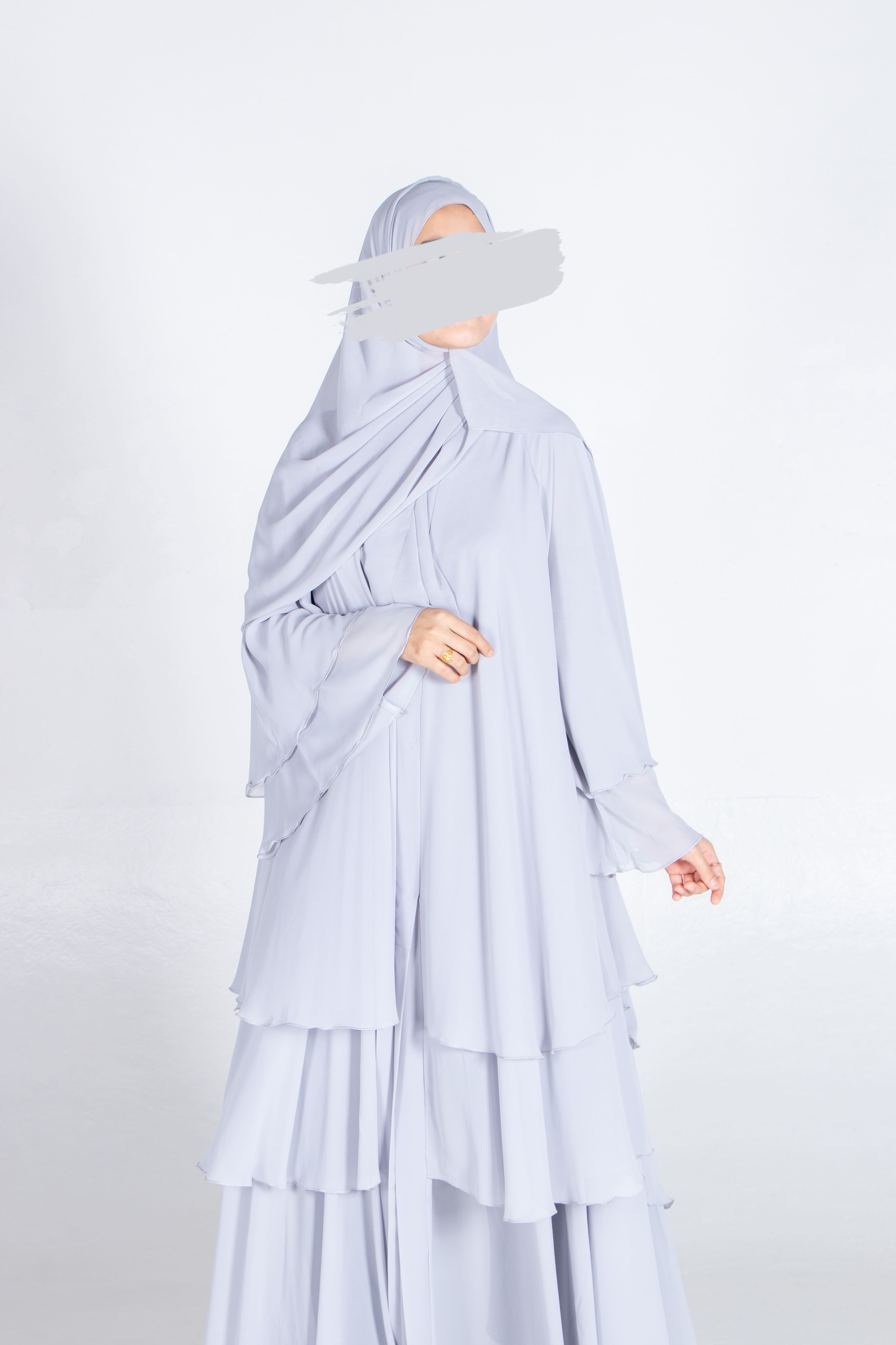 Light Grey Flare Abaya - Abaya - Muslim Lifestyle Store