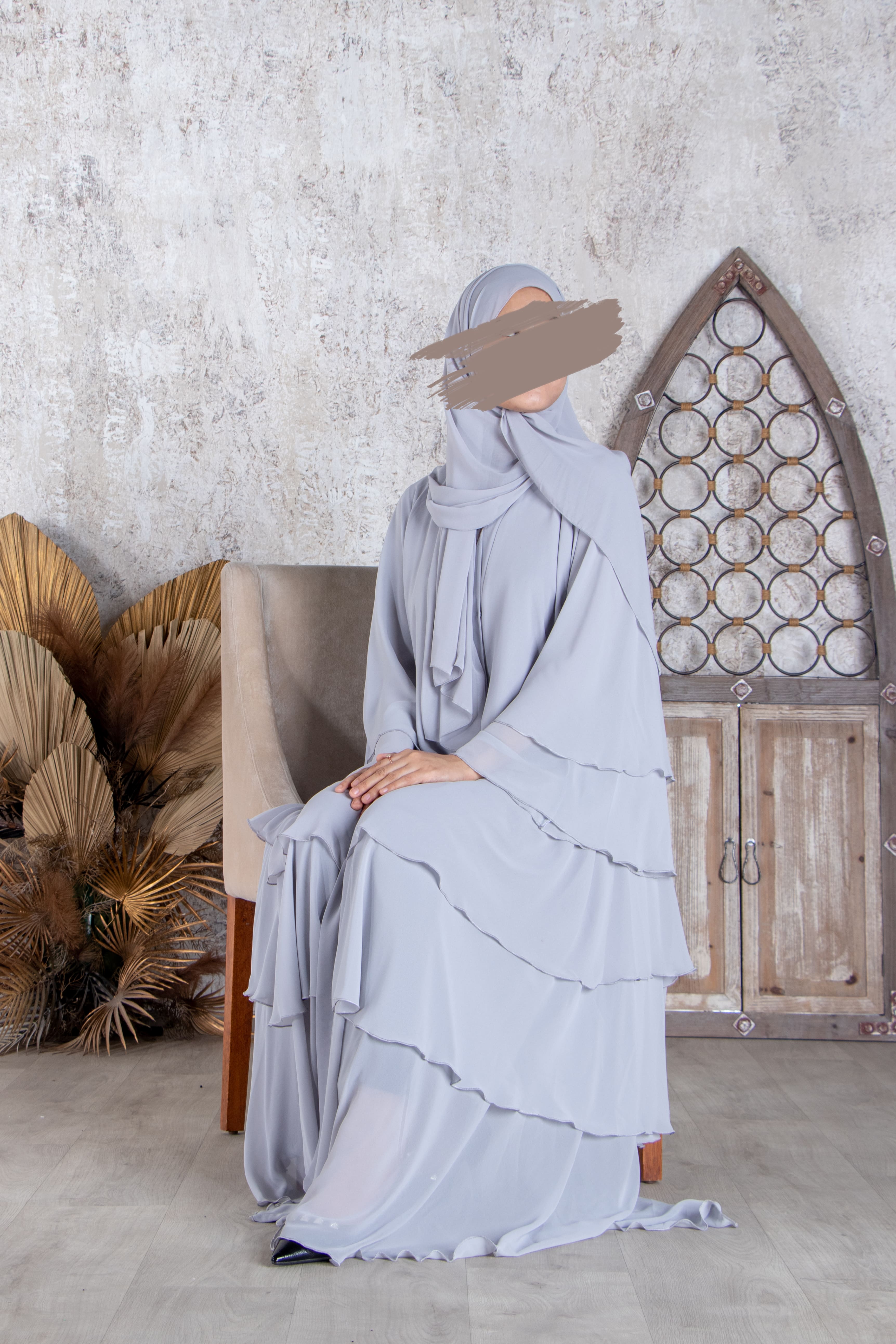 Light Grey Flare Abaya - Abaya - Muslim Lifestyle Store
