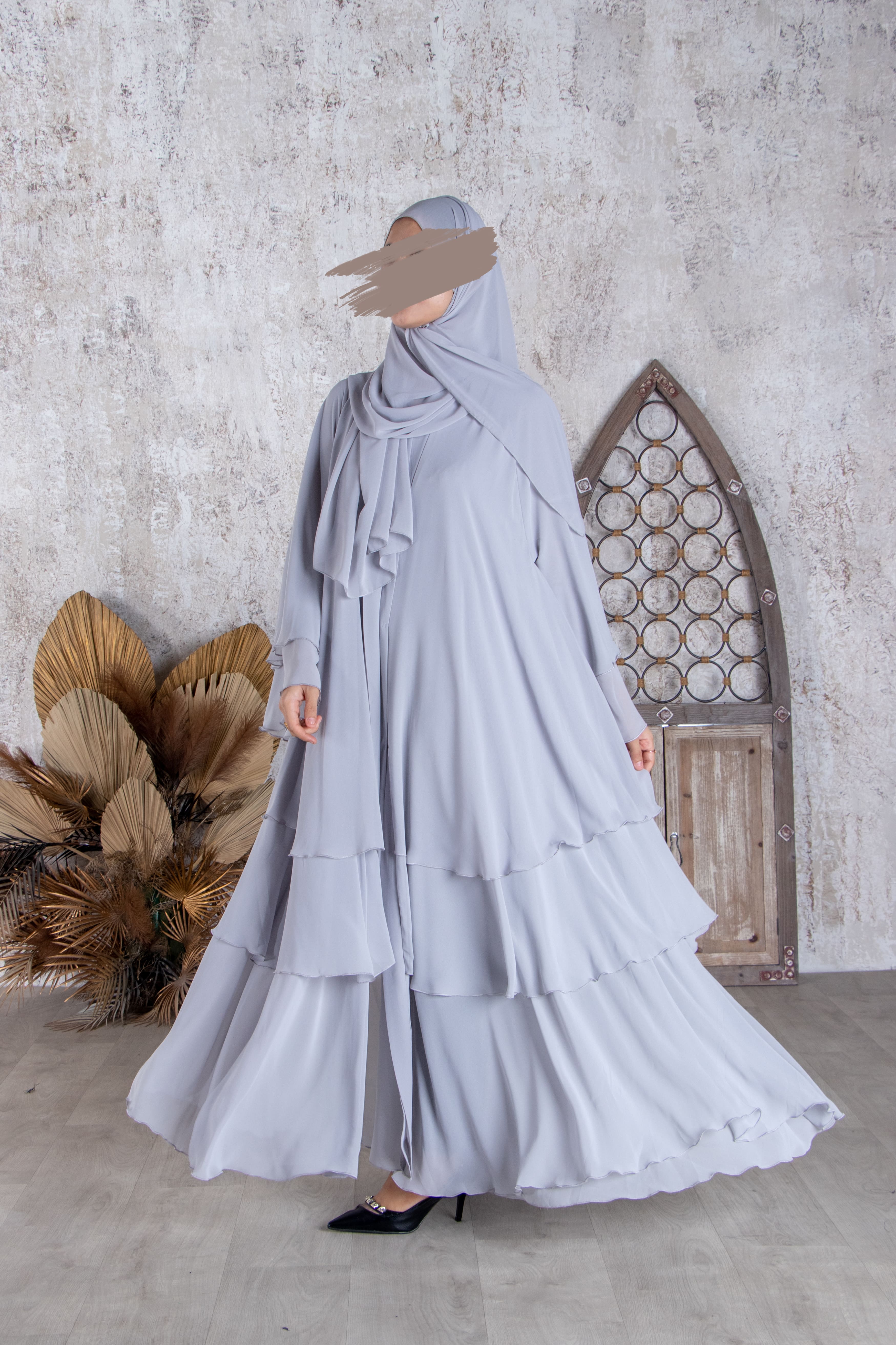 Light Grey Flare Abaya - Abaya - Muslim Lifestyle Store