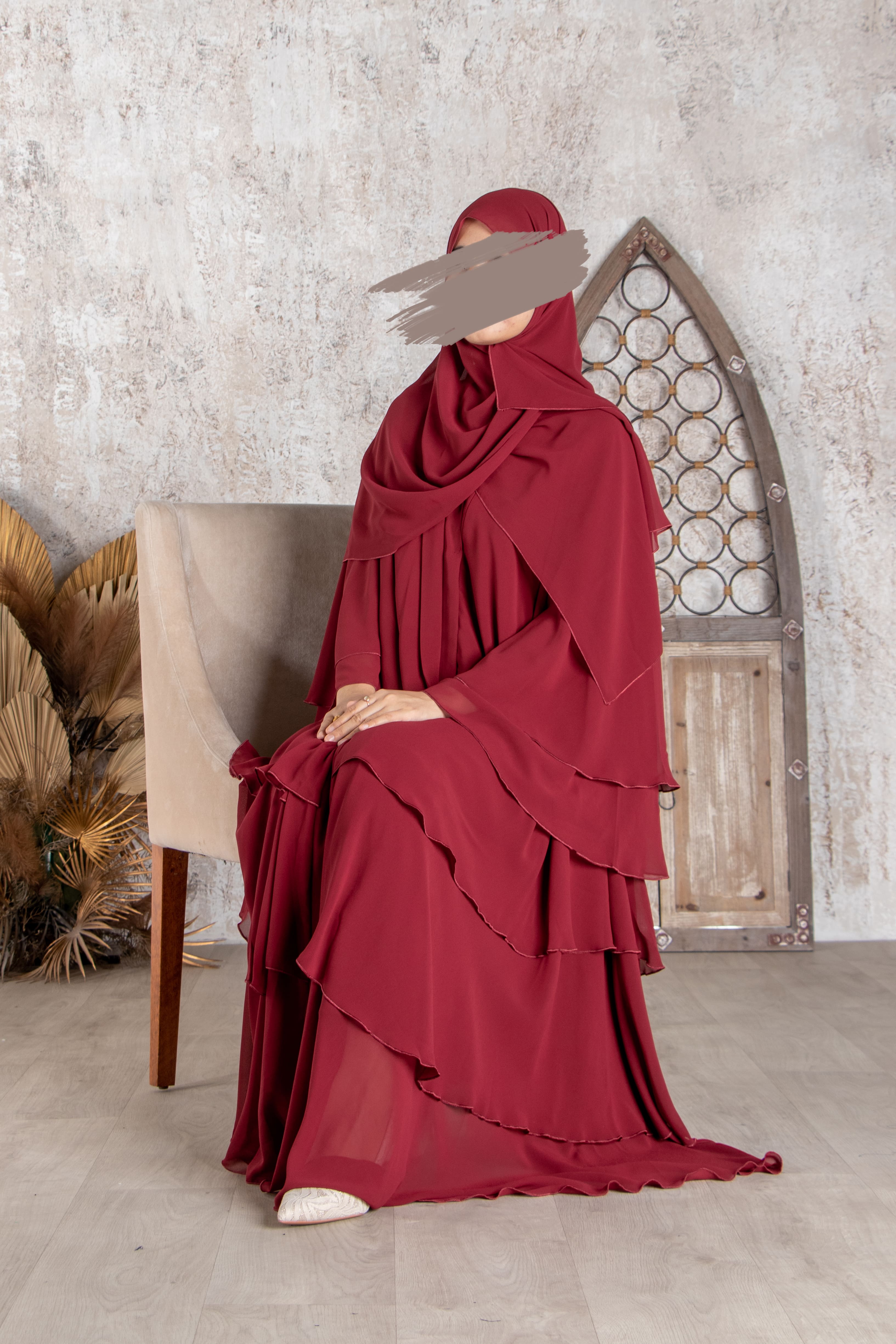 Red Fleur Abaya - Abaya - Muslim Lifestyle Store