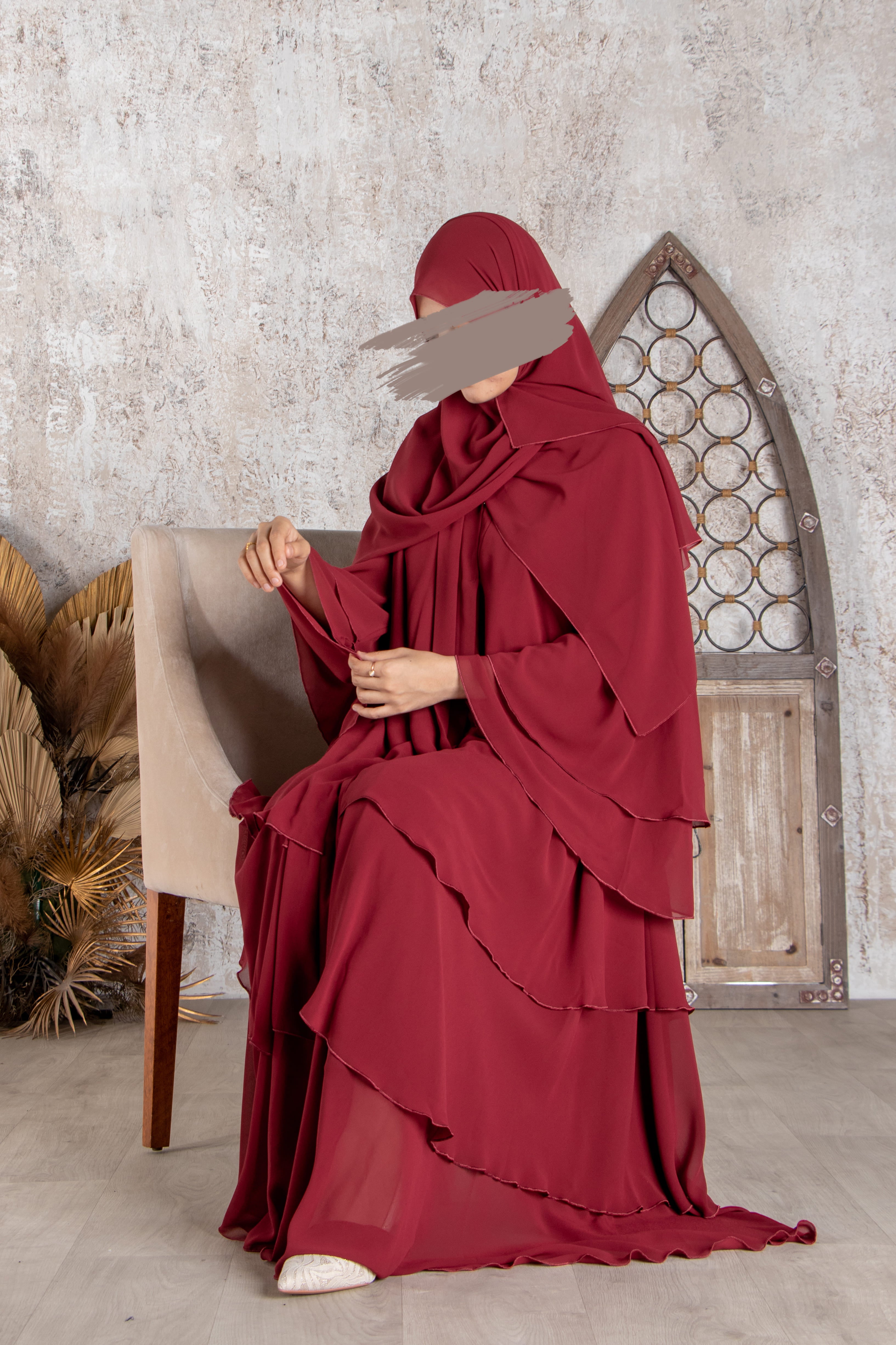 Red Fleur Abaya - Abaya - Muslim Lifestyle Store