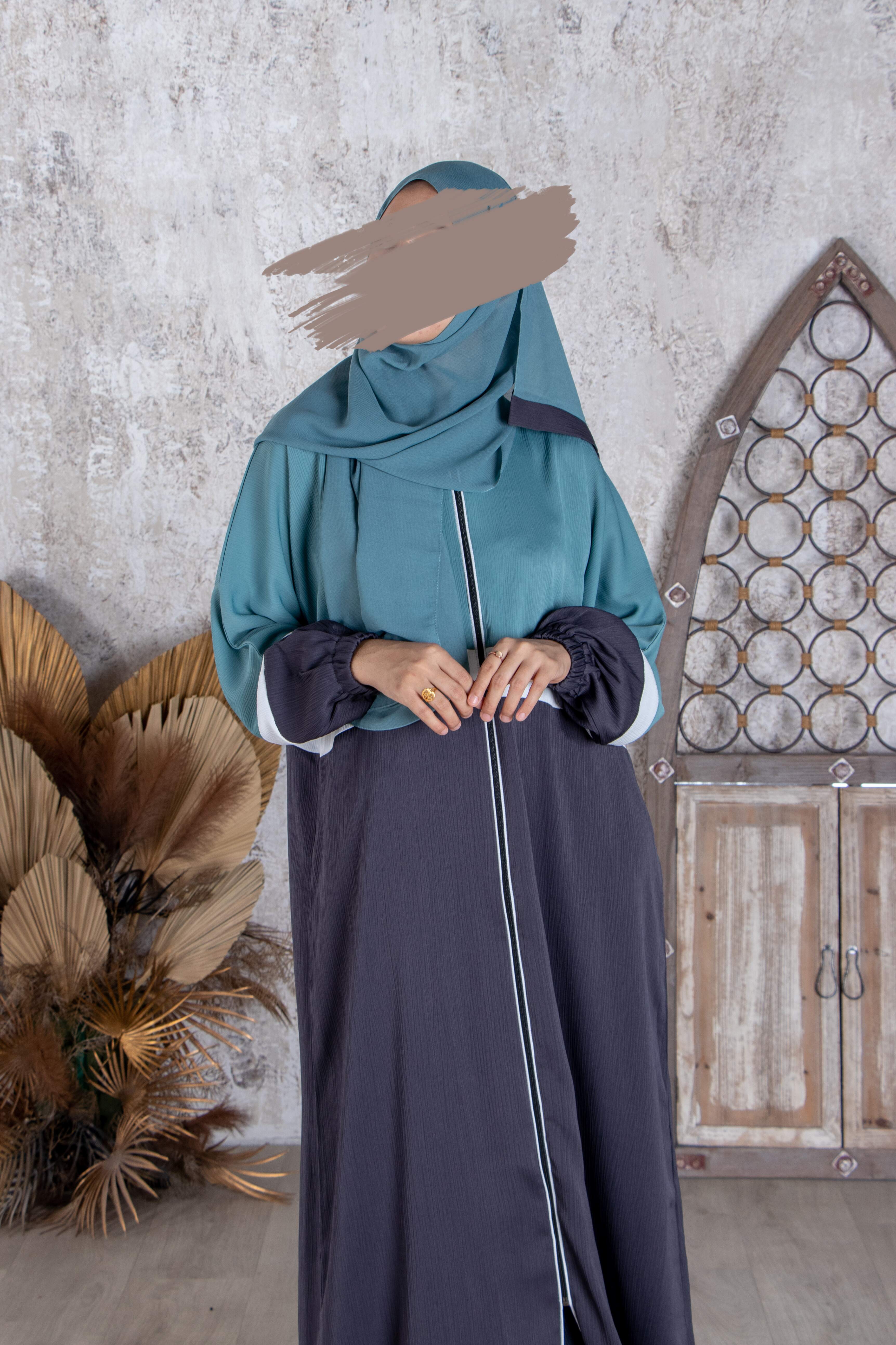 Trendy Aqua Abaya - Abaya - Muslim Lifestyle Store