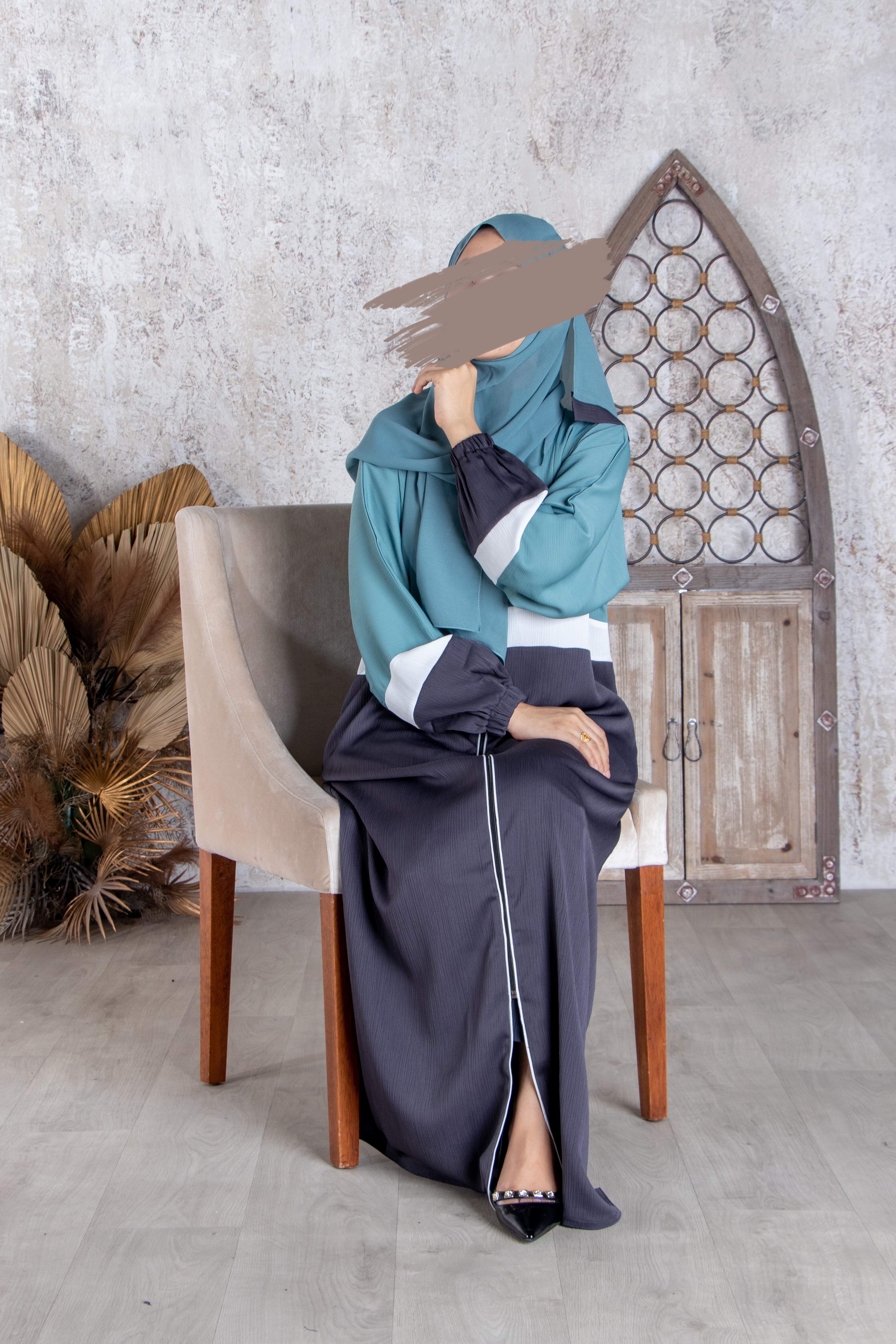 Trendy Aqua Abaya - Abaya - Muslim Lifestyle Store