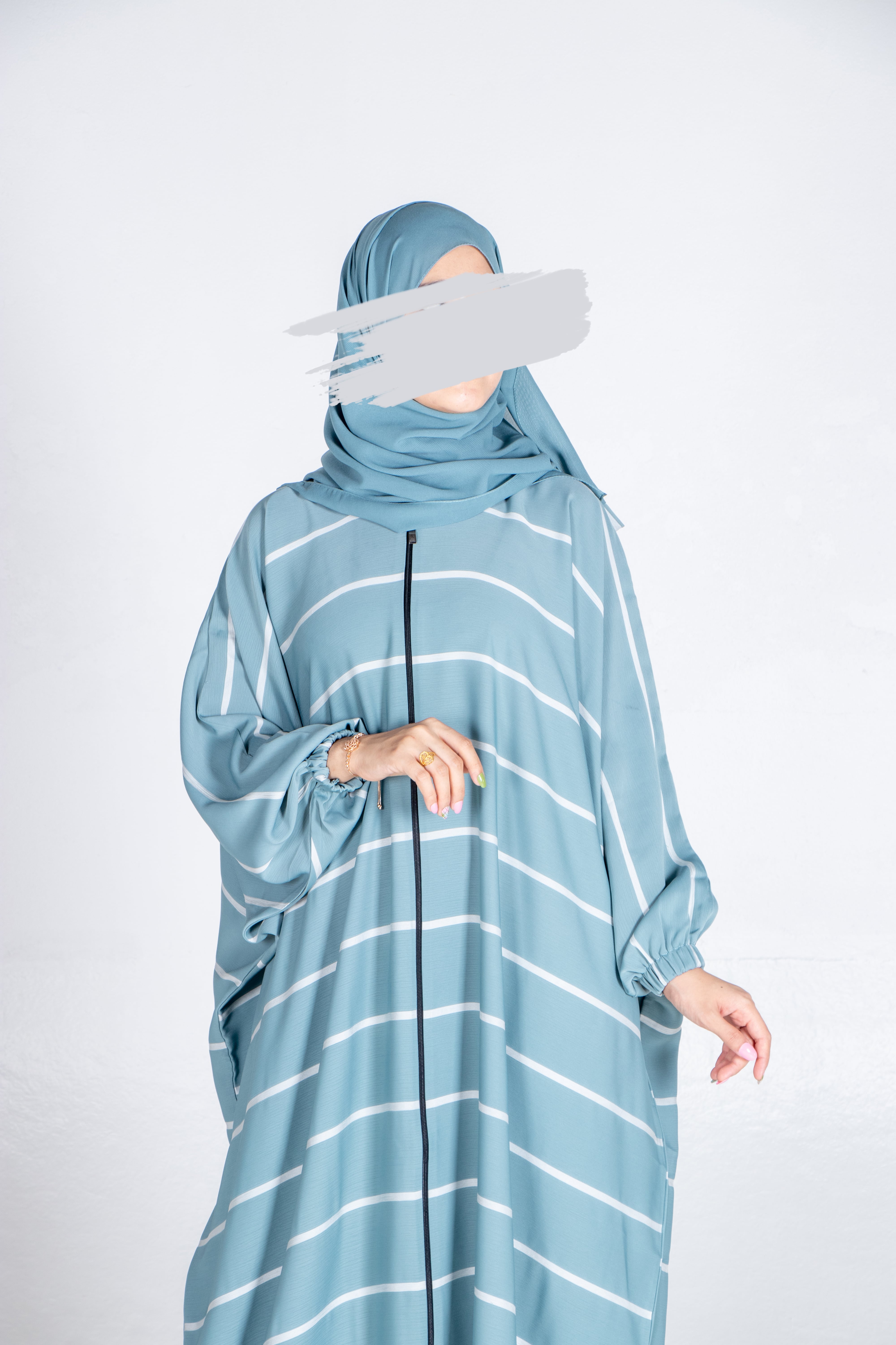 Aqua Stripe Kaftan - Kaftan - Muslim Lifestyle Store
