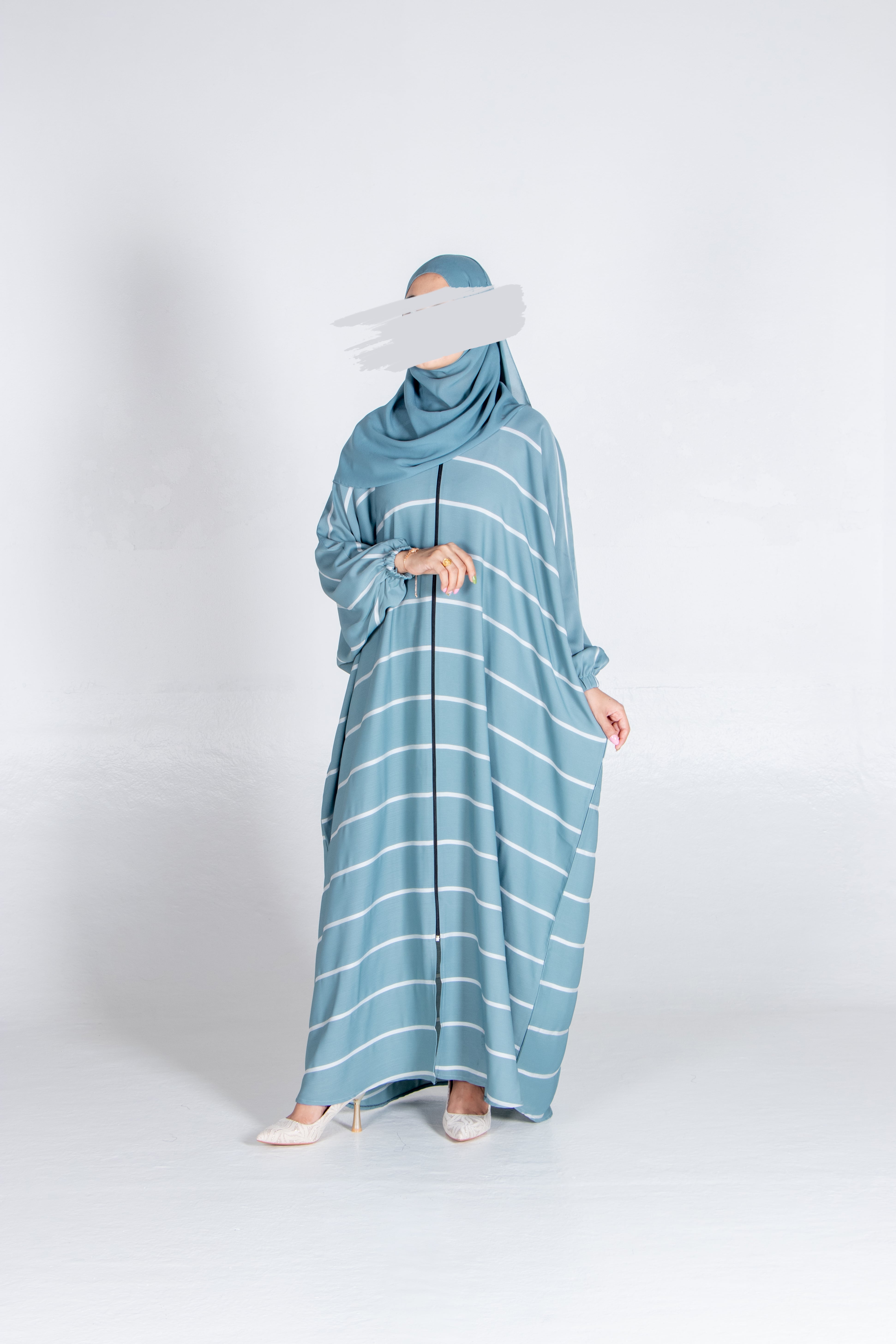 Aqua Stripe Kaftan - Kaftan - Muslim Lifestyle Store