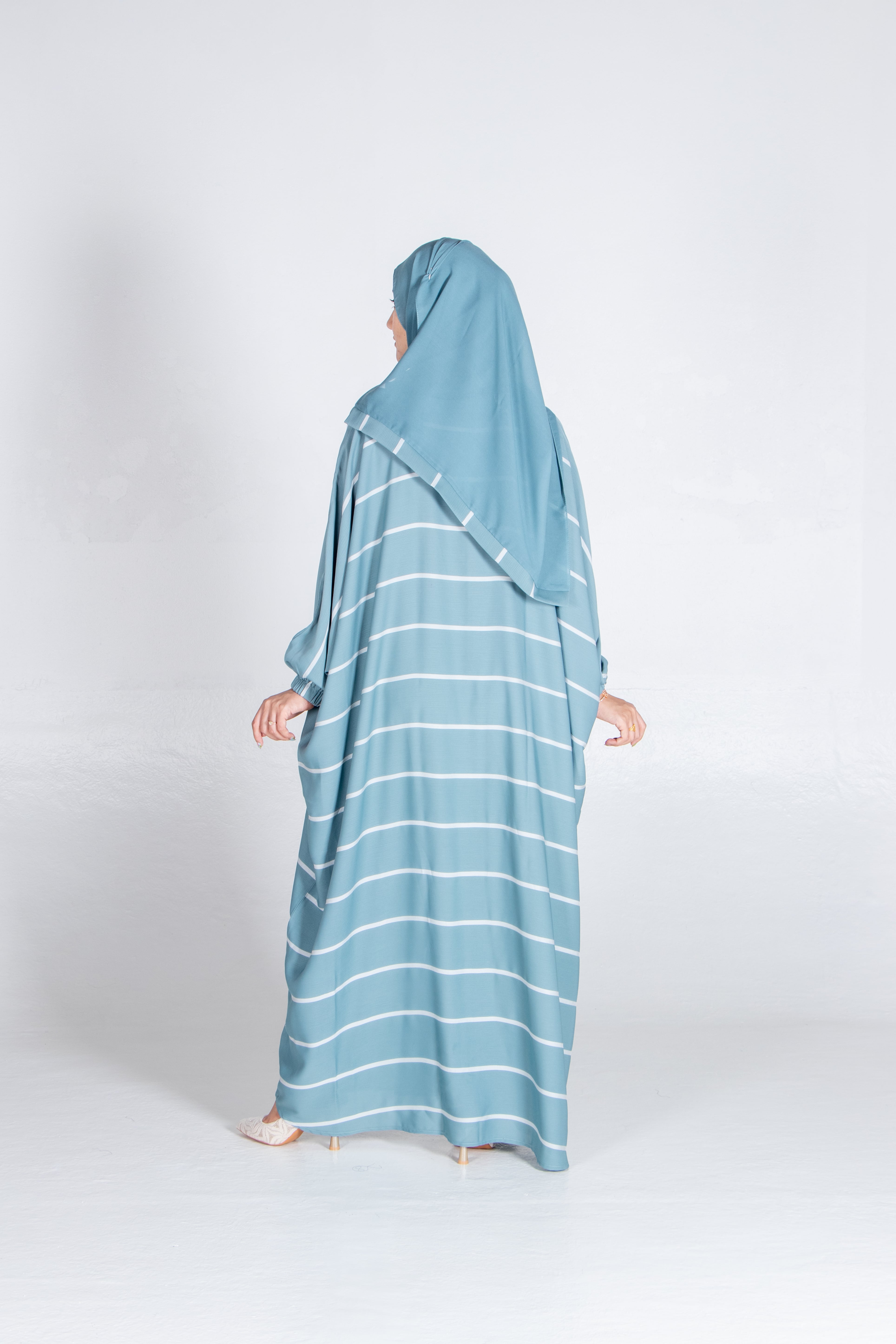 Aqua Stripe Kaftan - Kaftan - Muslim Lifestyle Store