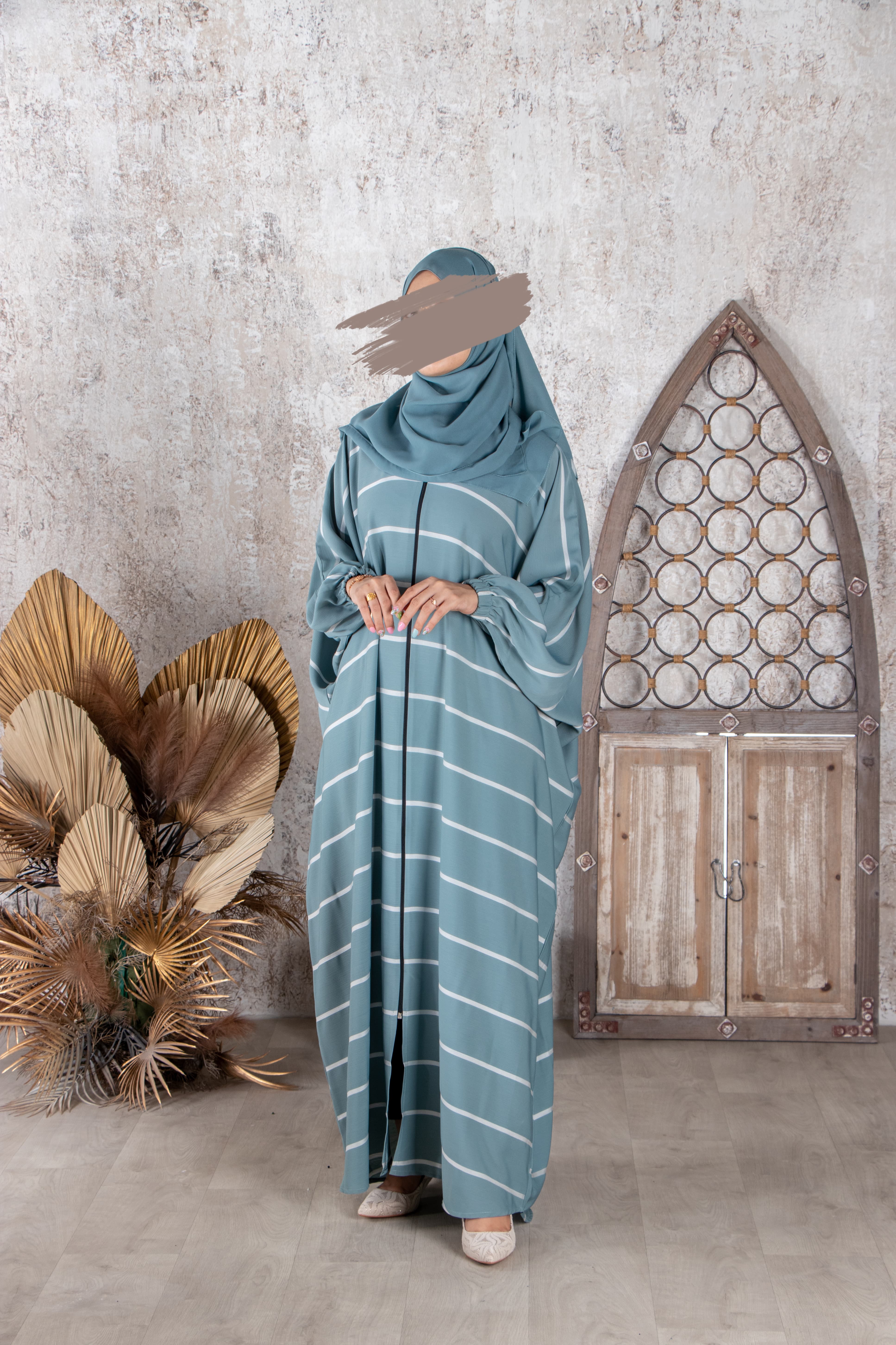 Aqua Stripe Kaftan - Kaftan - Muslim Lifestyle Store