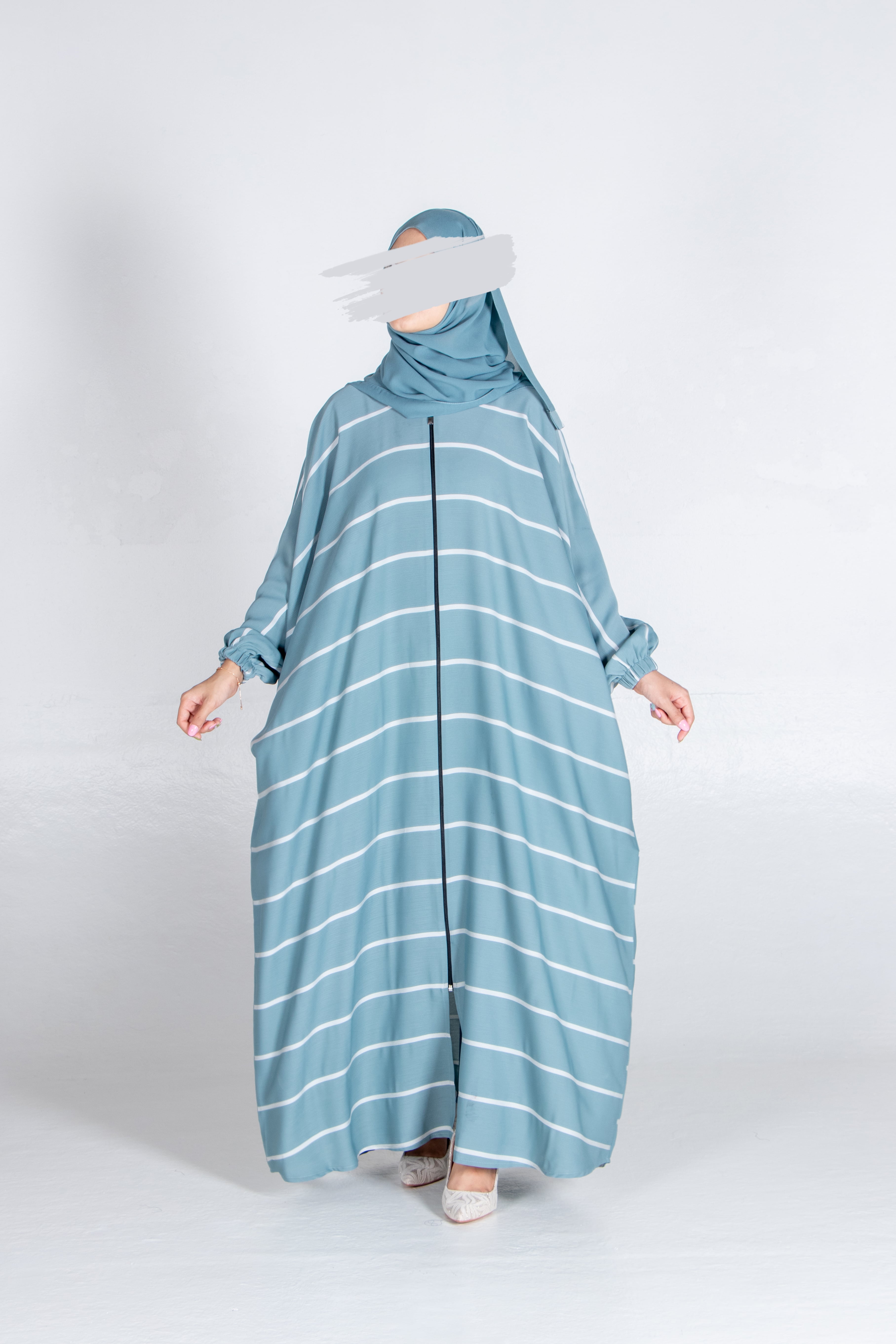 Aqua Stripe Kaftan - Kaftan - Muslim Lifestyle Store