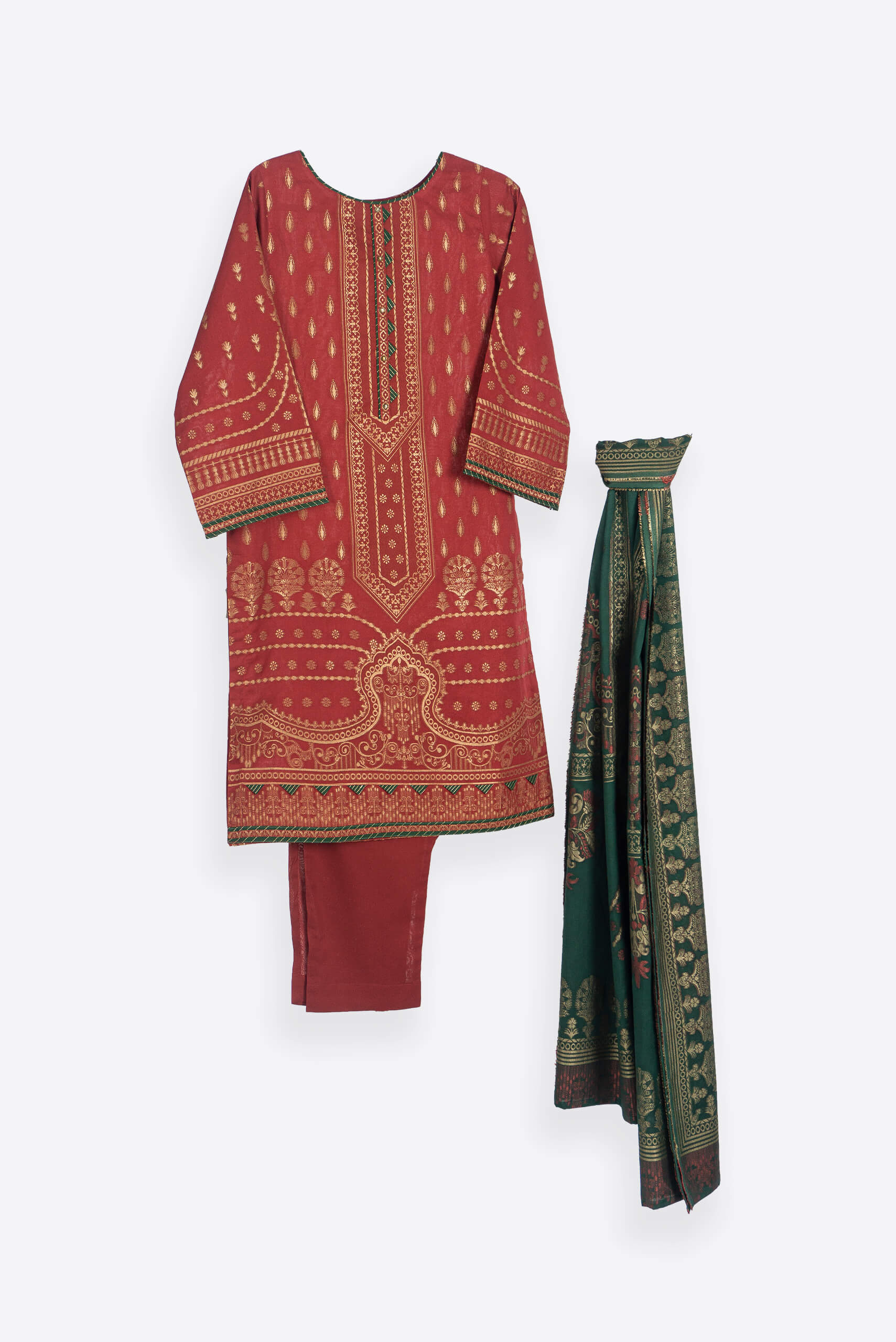 Banarasi Red Shalwar Kameez - Shalwar Kameez - Muslim Lifestyle Store