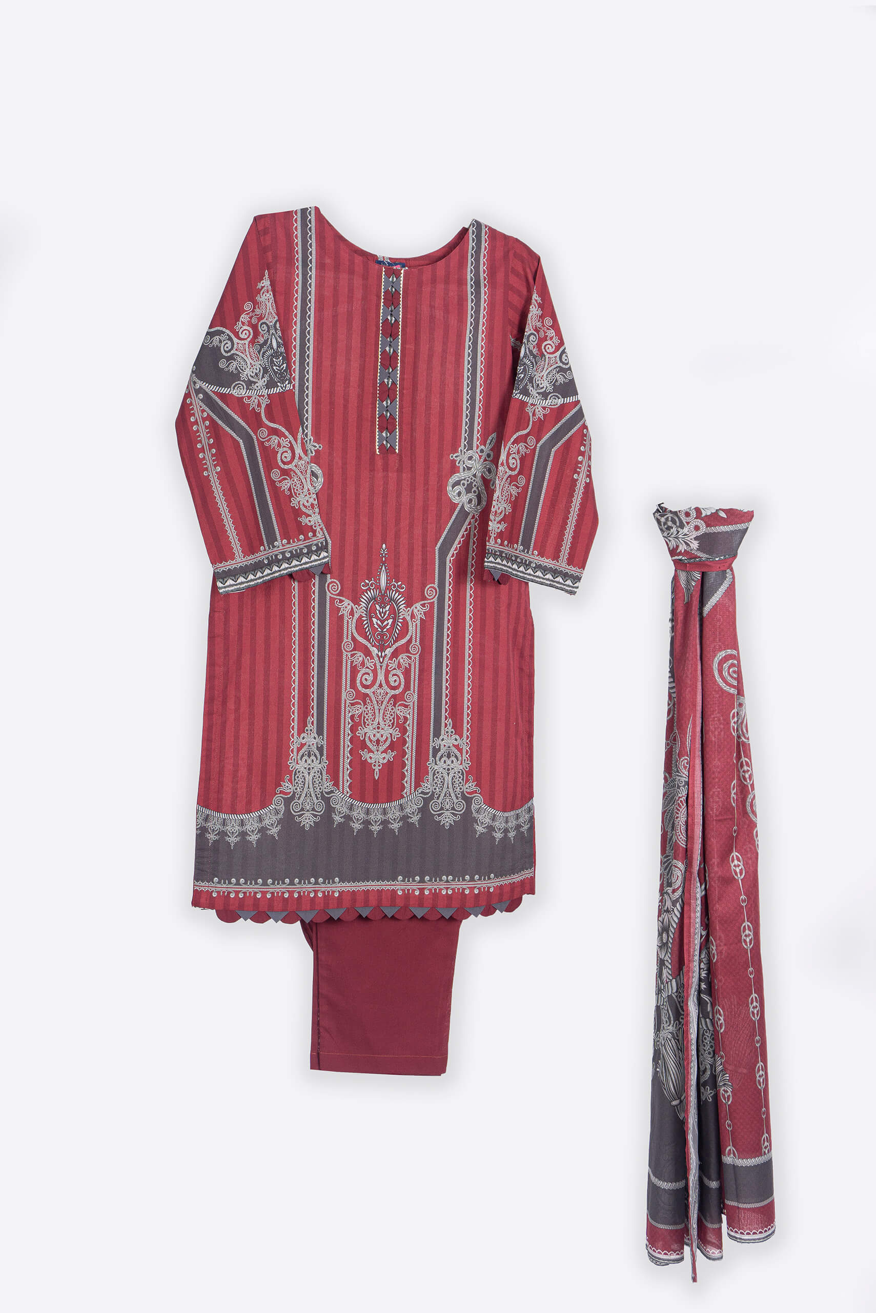 Magenta Gray Shalwar Kameez - Shalwar Kameez - Muslim Lifestyle Store