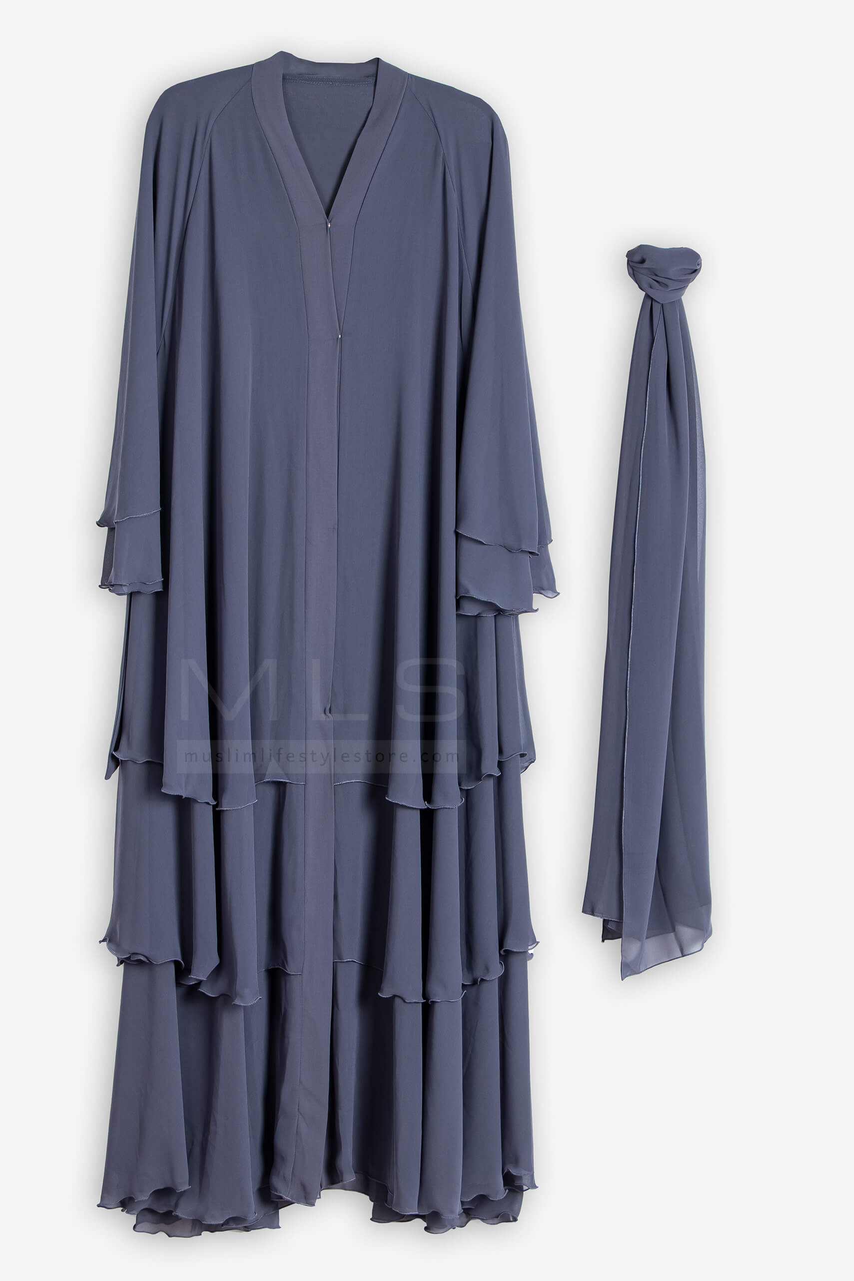 Mid Grey Flare Abaya - Abaya - Muslim Lifestyle Store