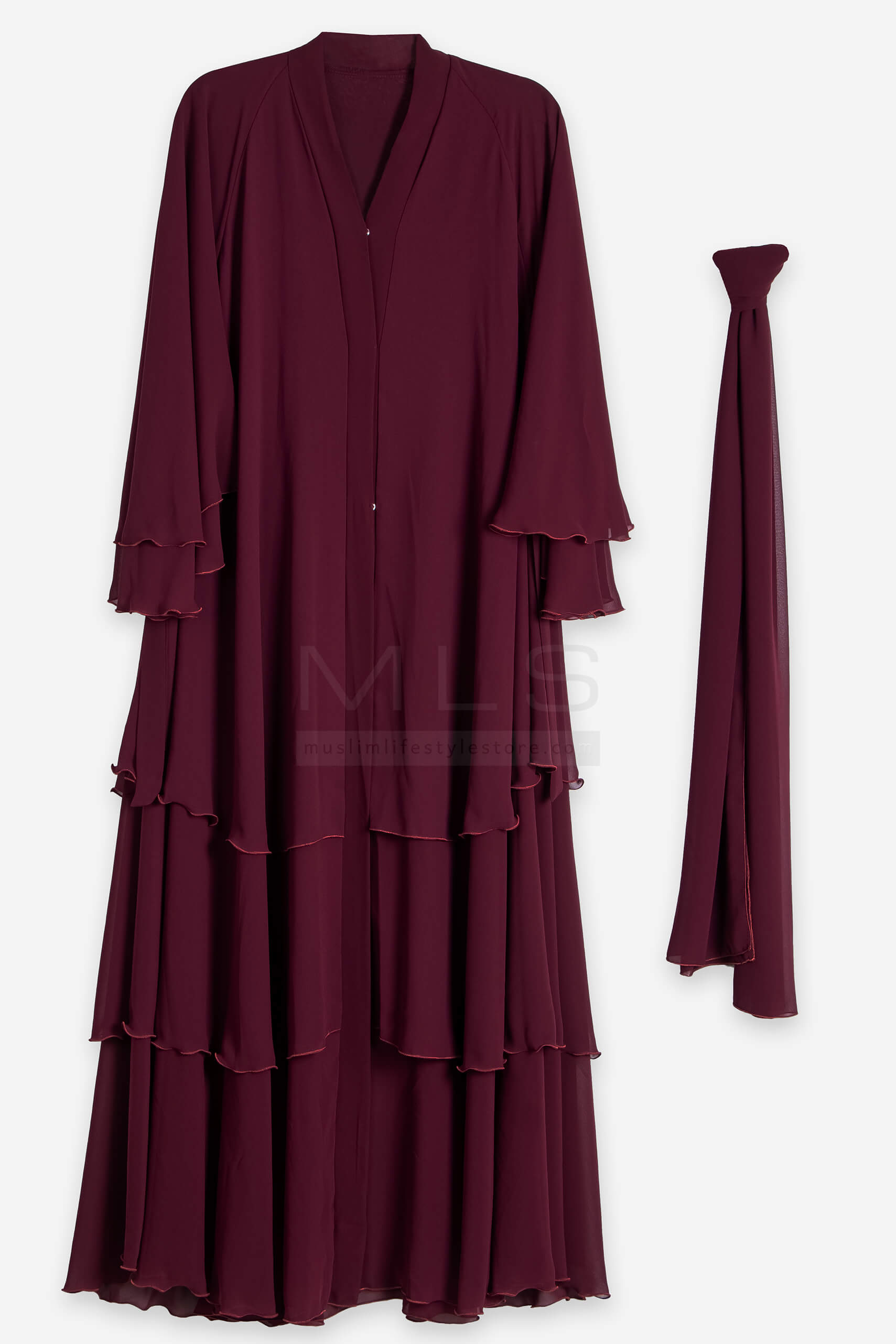 Maroon Flare Abaya - Abaya - Muslim Lifestyle Store